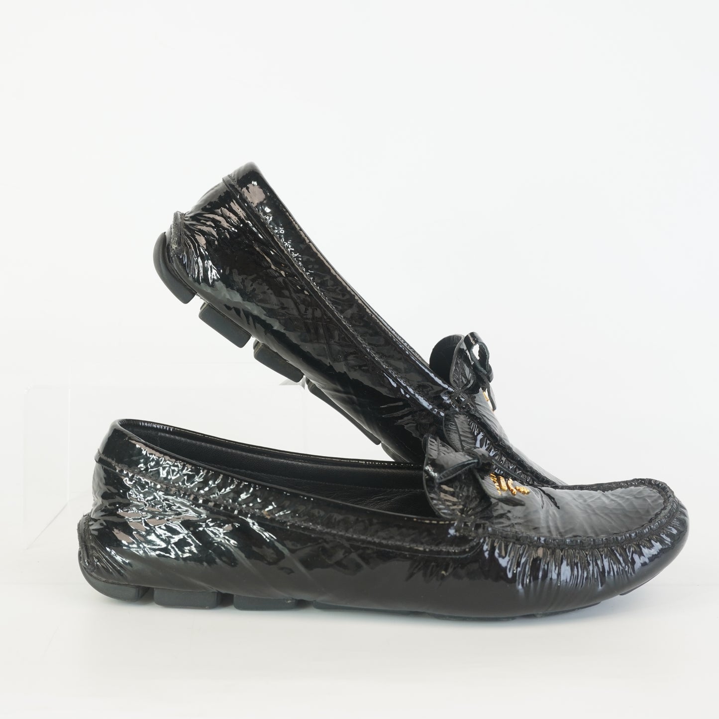 Prada Shuffle Pattent Leather Loafers S.35