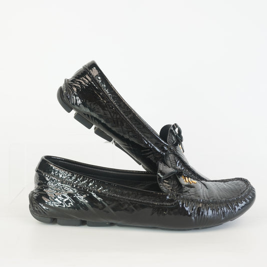 Prada Shuffle Pattent Leather Loafers S.35