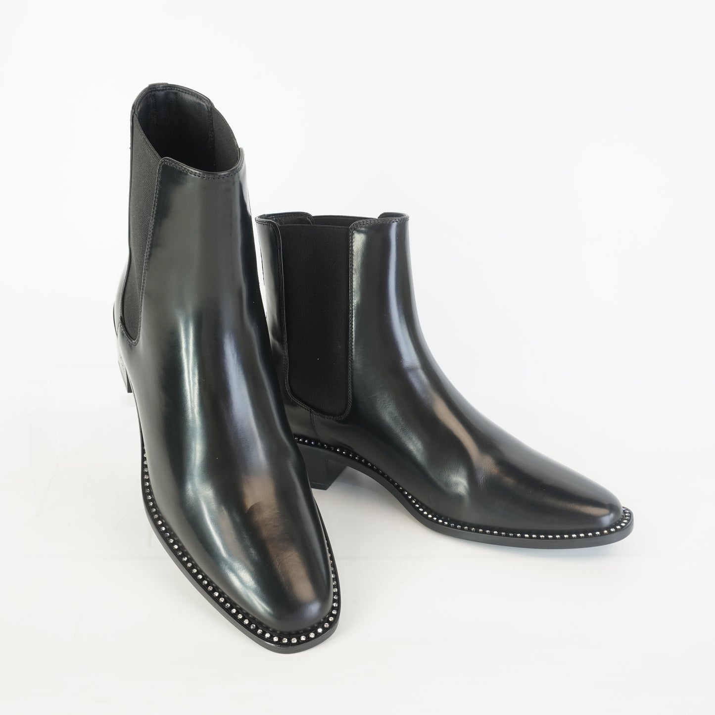 Dior	Leather Crystal Establishments Chelsea Boots Blck S.35