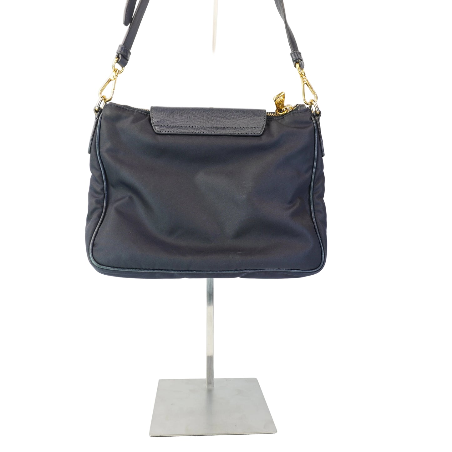 Prada  Tessuto Nylon & Saffiano Leather Crossbody Bag Blue