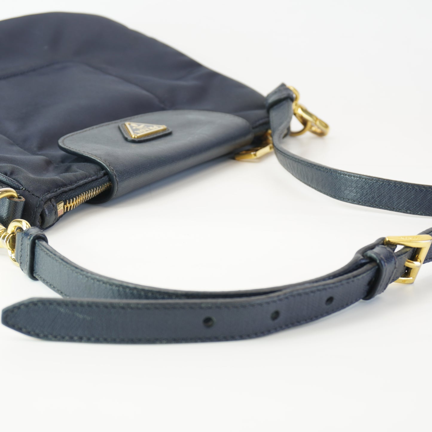 Prada  Tessuto Nylon & Saffiano Leather Crossbody Bag Blue