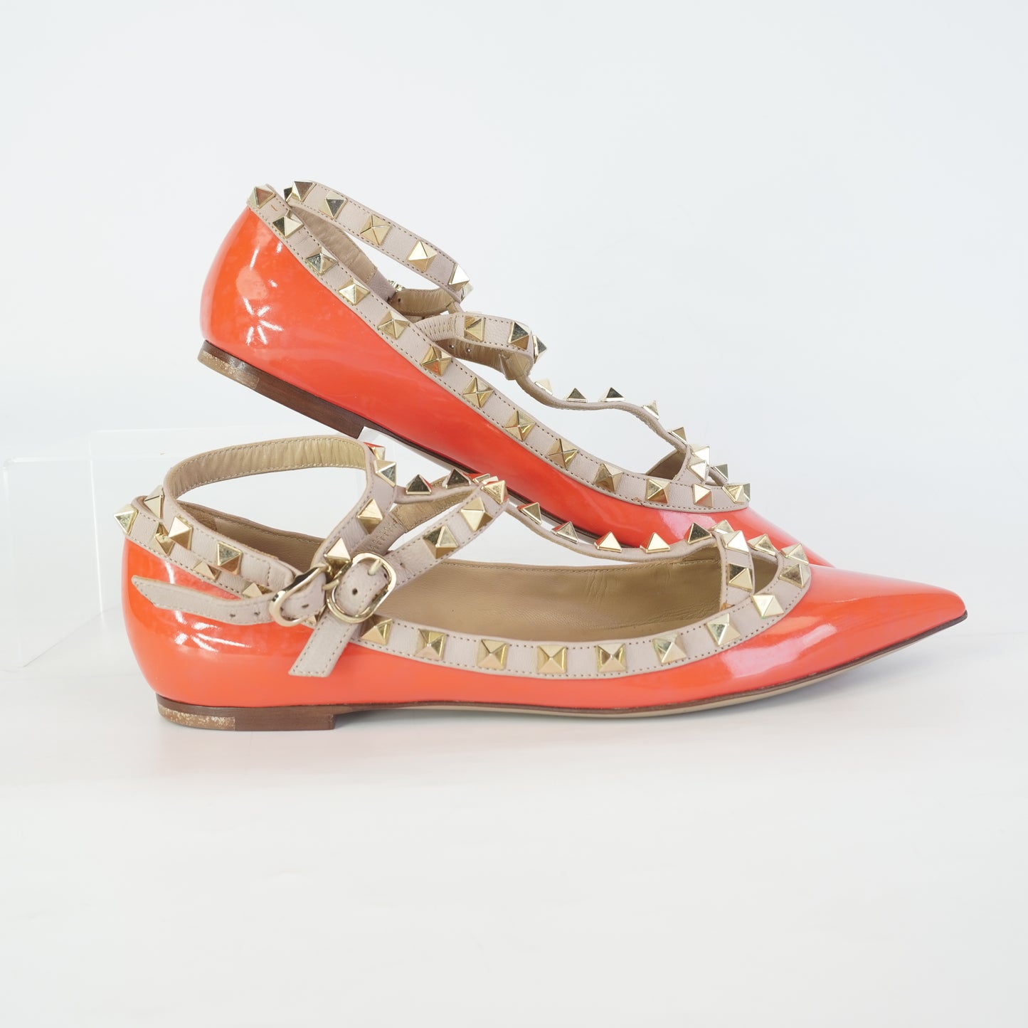 Valentino Rockstud Ballerino Flats Neon size 36 1/2