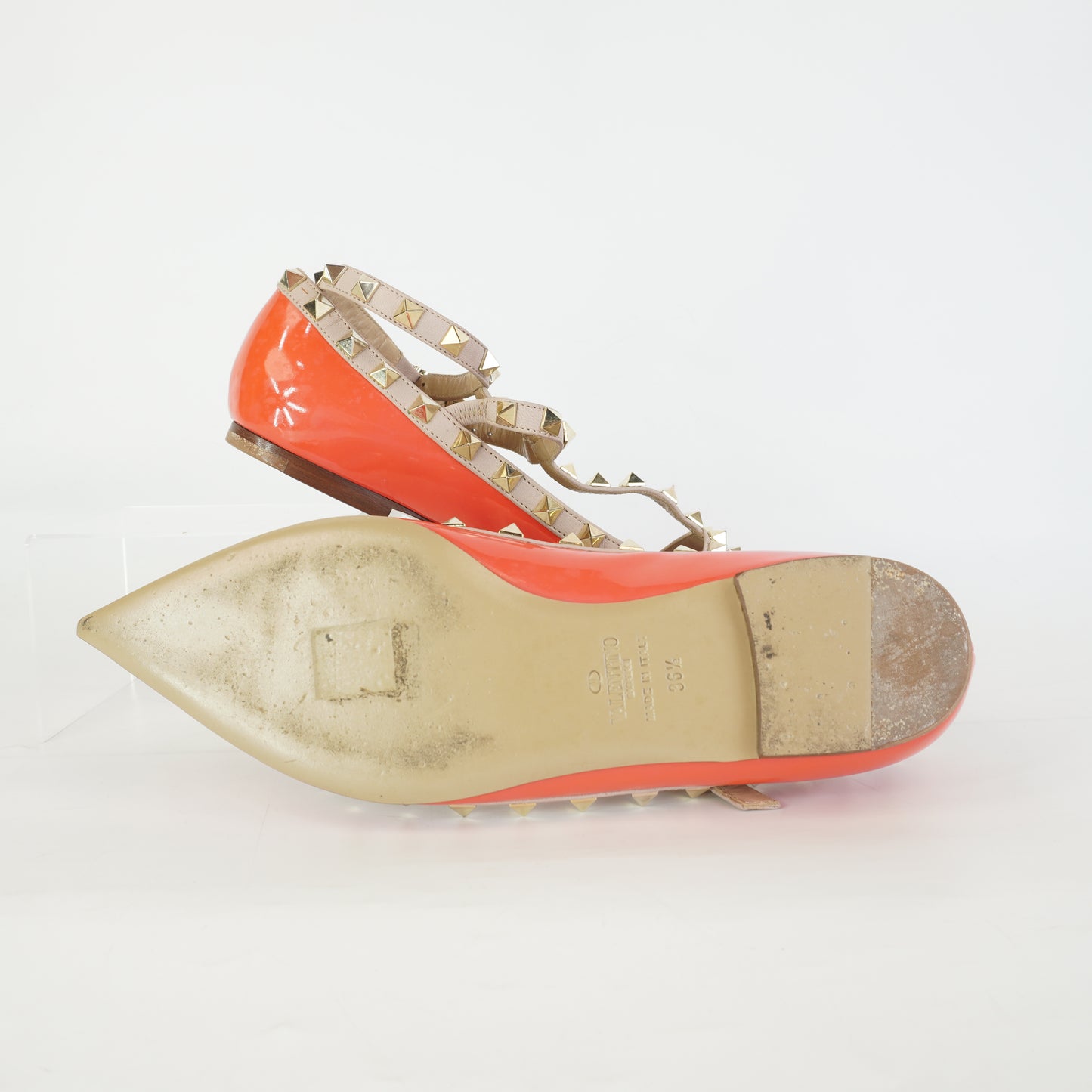 Valentino Rockstud Ballerino Flats Neon size 36 1/2
