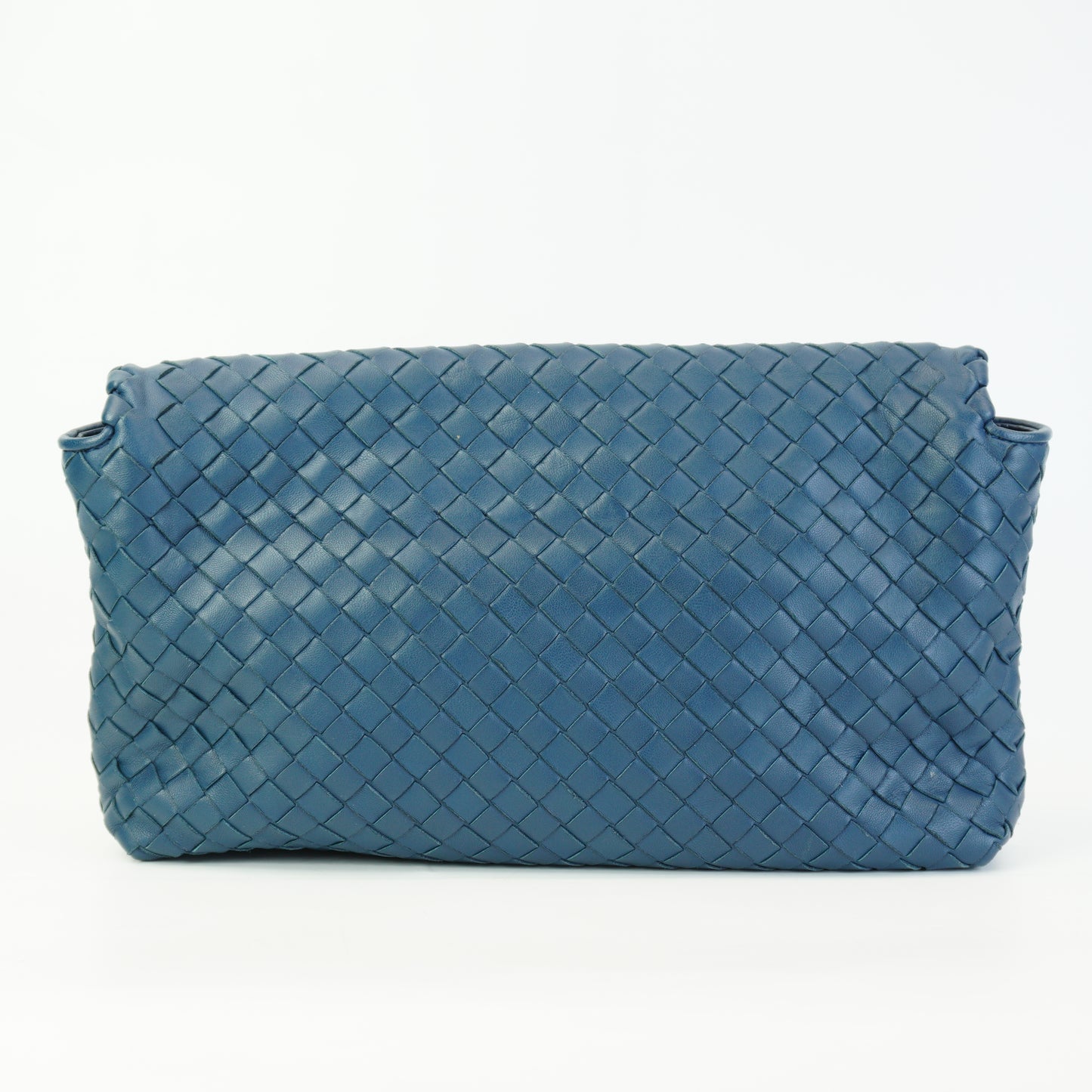 Bottega Veneta Intrecciato Woven Nappa Leather Crossbody Blue Mediuim MHW