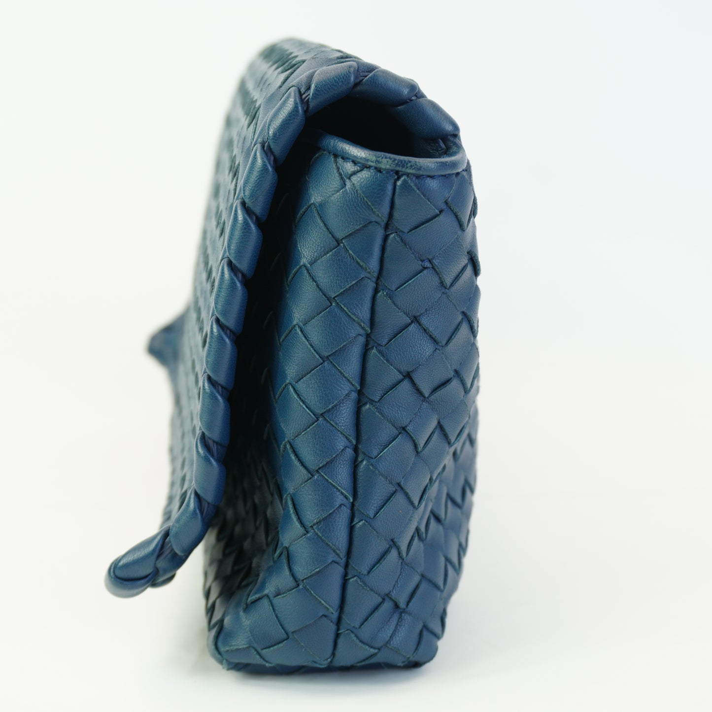 Bottega Veneta Intrecciato Woven Nappa Leather Crossbody Blue Mediuim MHW