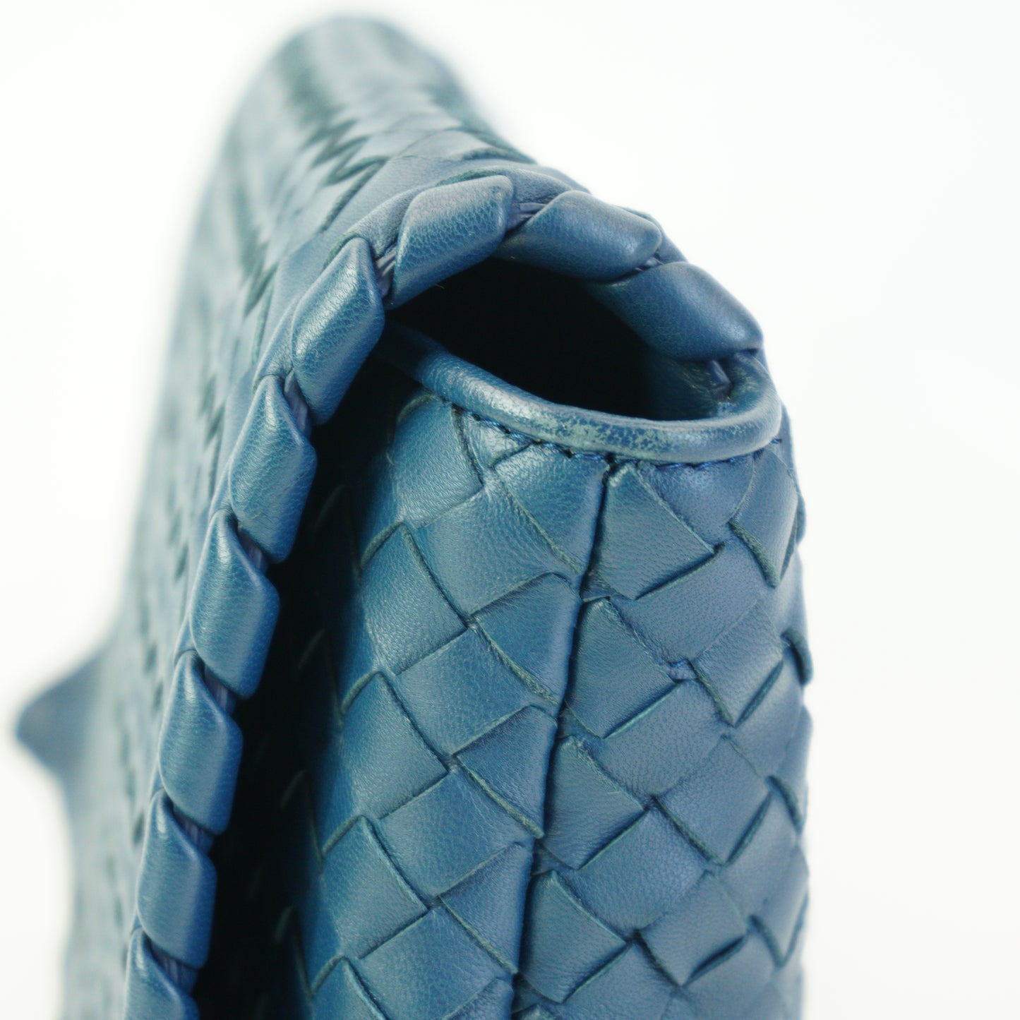 Bottega Veneta Intrecciato Woven Nappa Leather Crossbody Blue Mediuim MHW