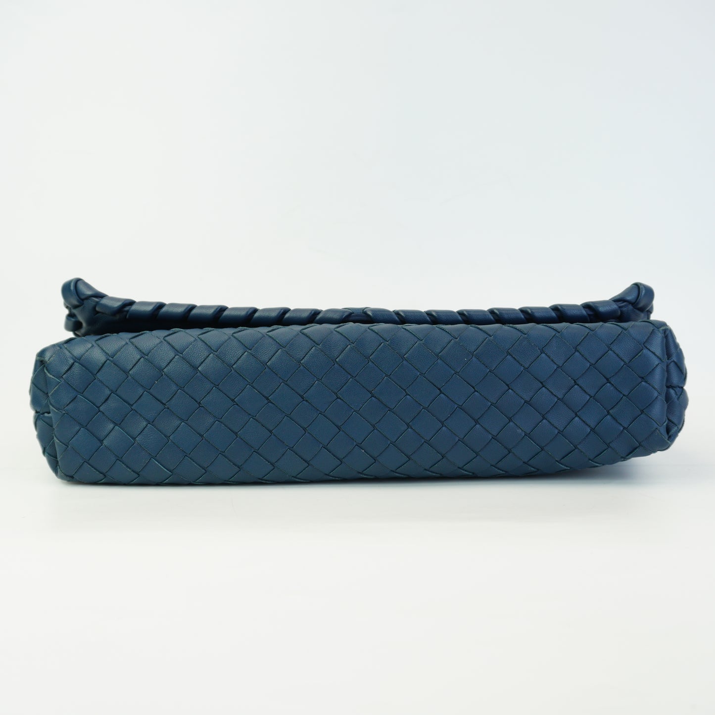 Bottega Veneta Intrecciato Woven Nappa Leather Crossbody Blue Mediuim MHW