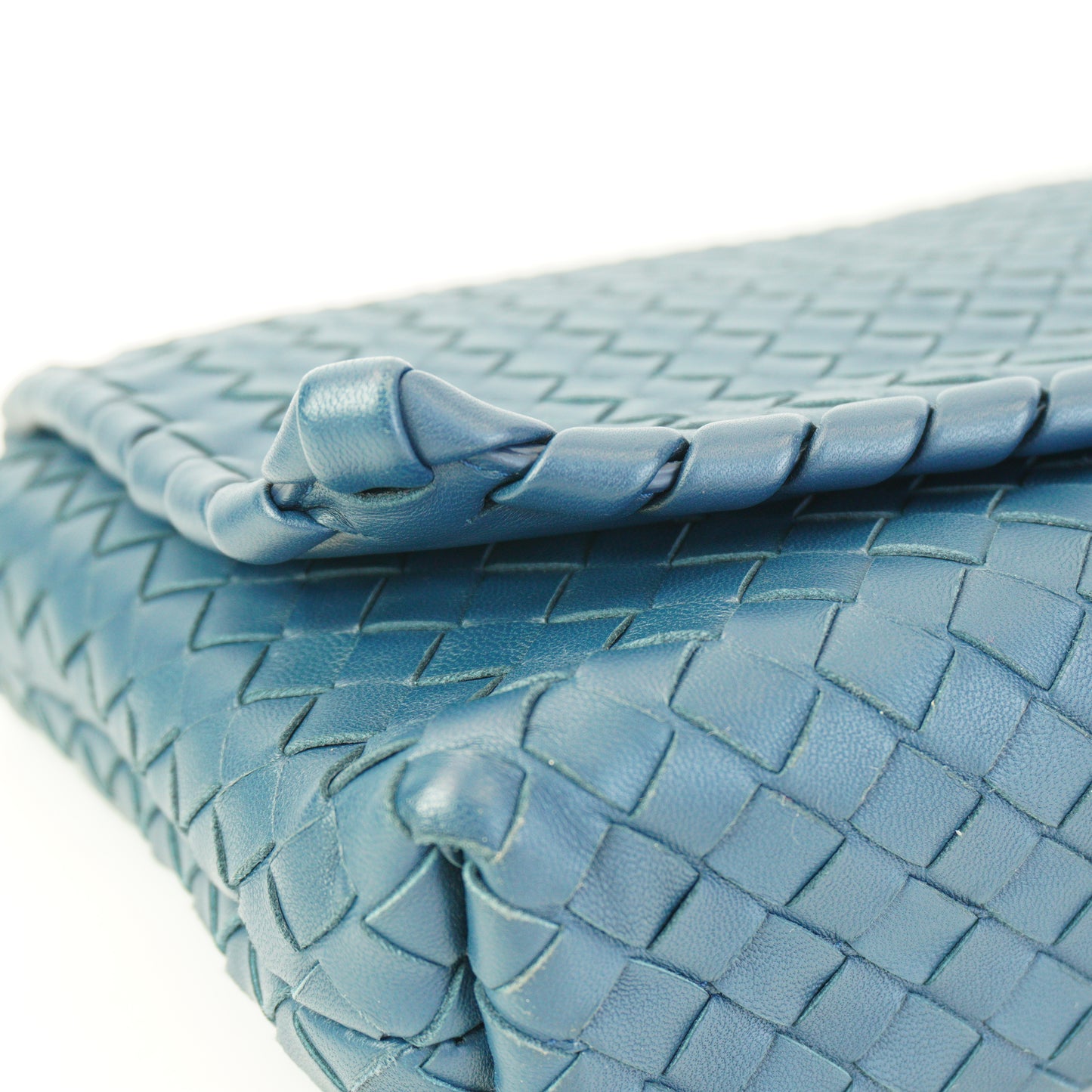 Bottega Veneta Intrecciato Woven Nappa Leather Crossbody Blue Mediuim MHW