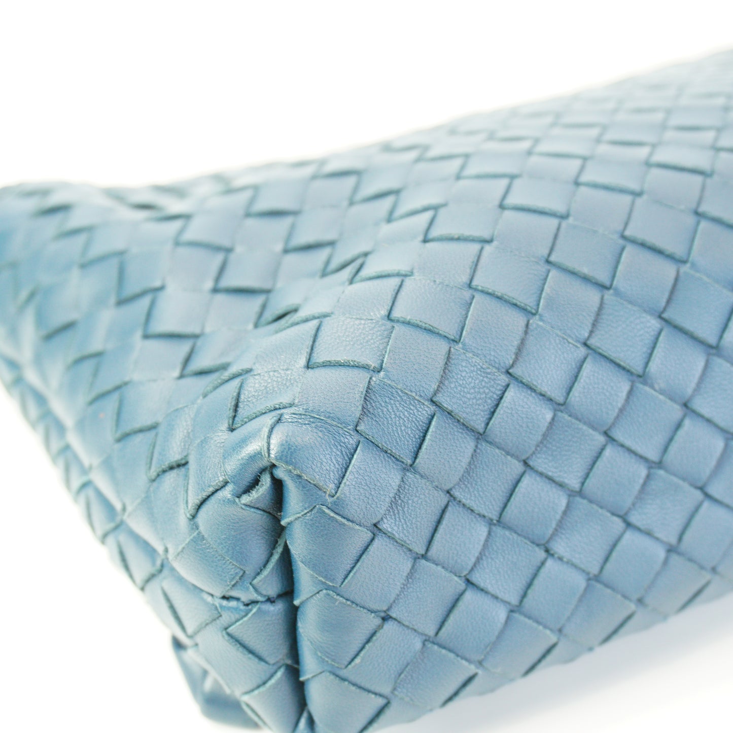 Bottega Veneta Intrecciato Woven Nappa Leather Crossbody Blue Mediuim MHW