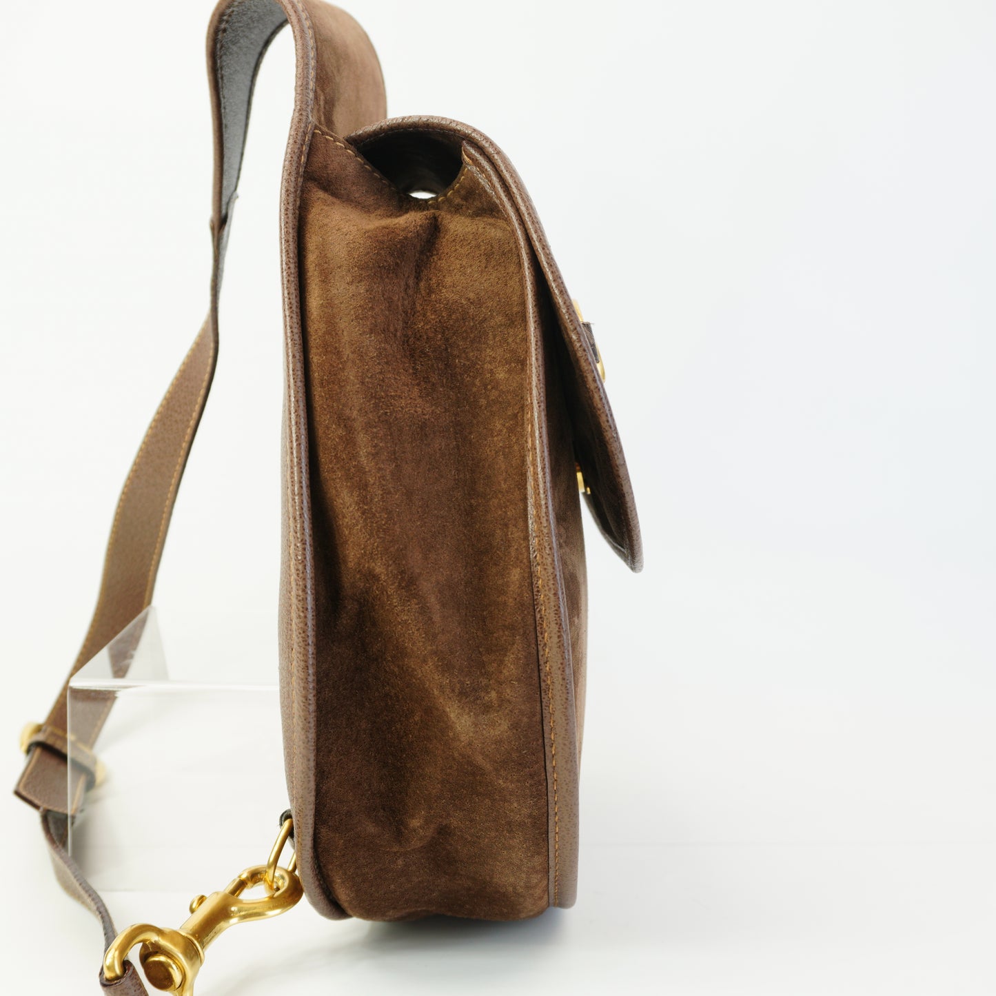 Gucci Vinatge Horsebit Sling Backpack Brown Medium GHW