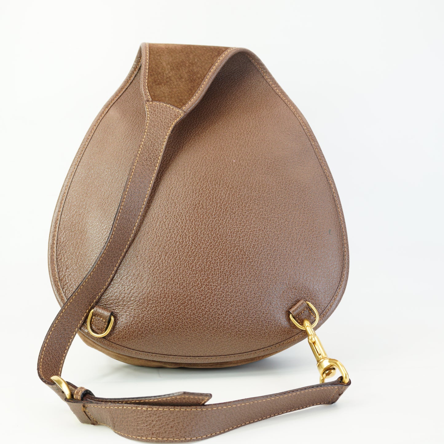 Gucci Vinatge Horsebit Sling Backpack Brown Medium GHW