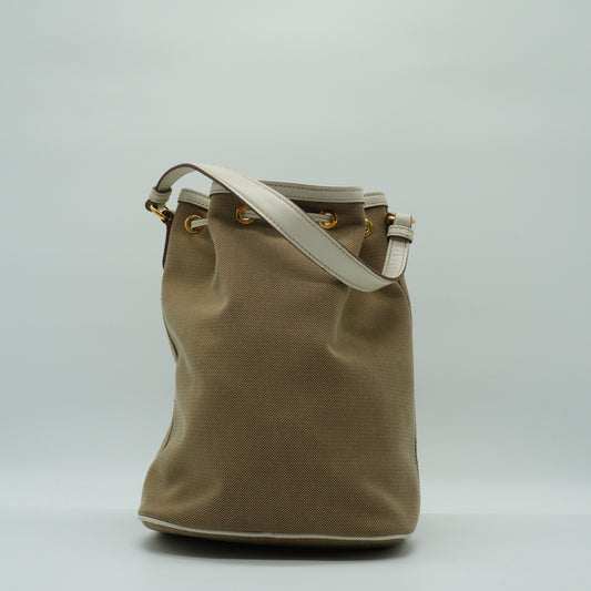 Prada Canapa Logo Jacquard Bucket Bag Small GHW