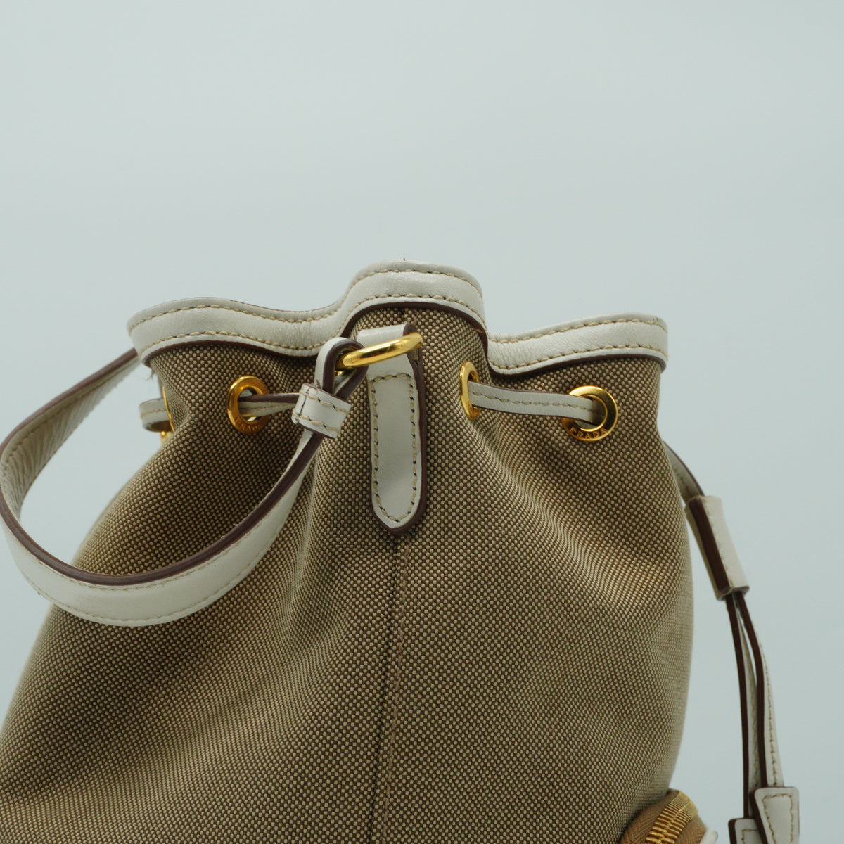 Prada Canapa Logo Jacquard Bucket Bag Small GHW