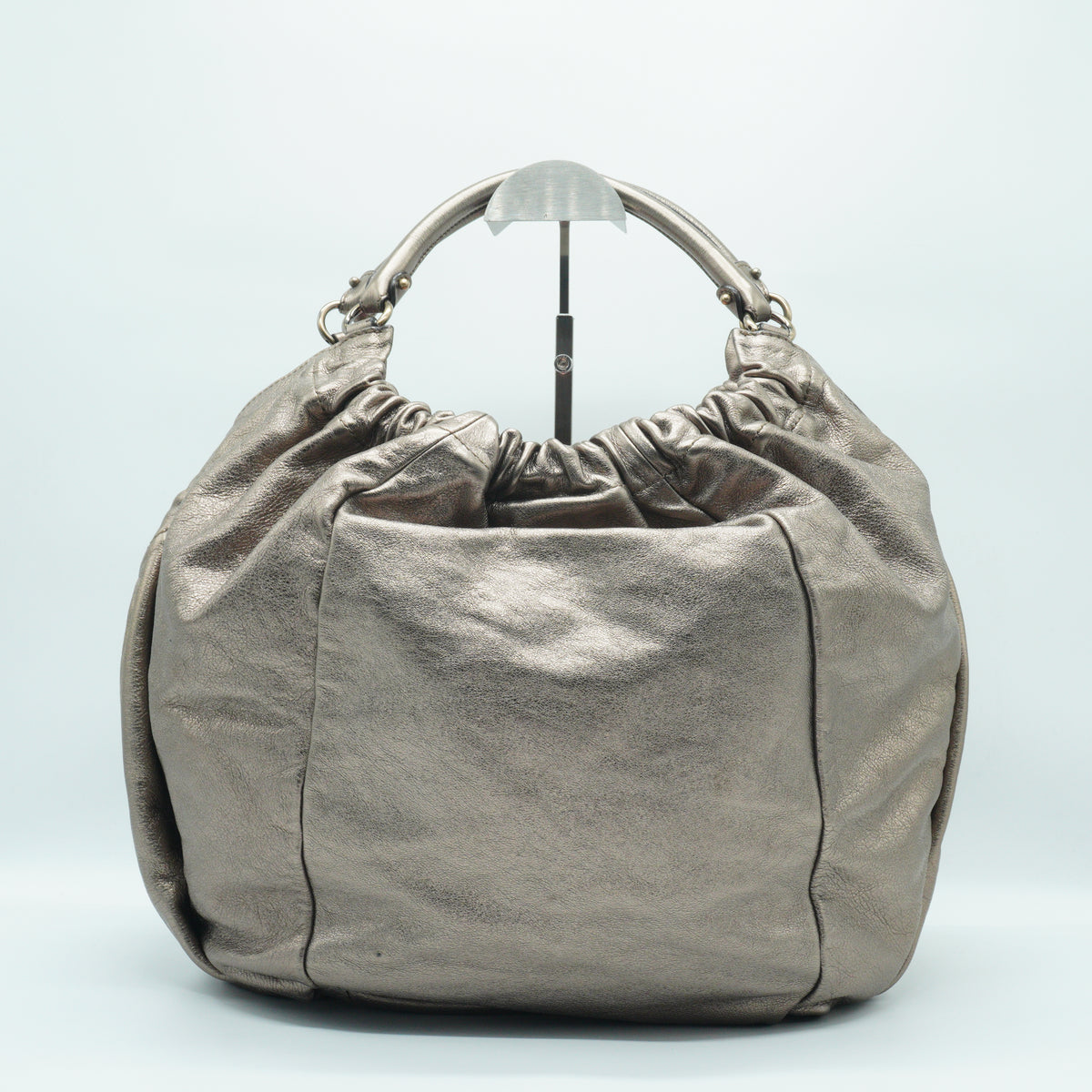 Salvatore Ferragamo	Vara Bow Large Metallic Leather Hobo bag SHW
