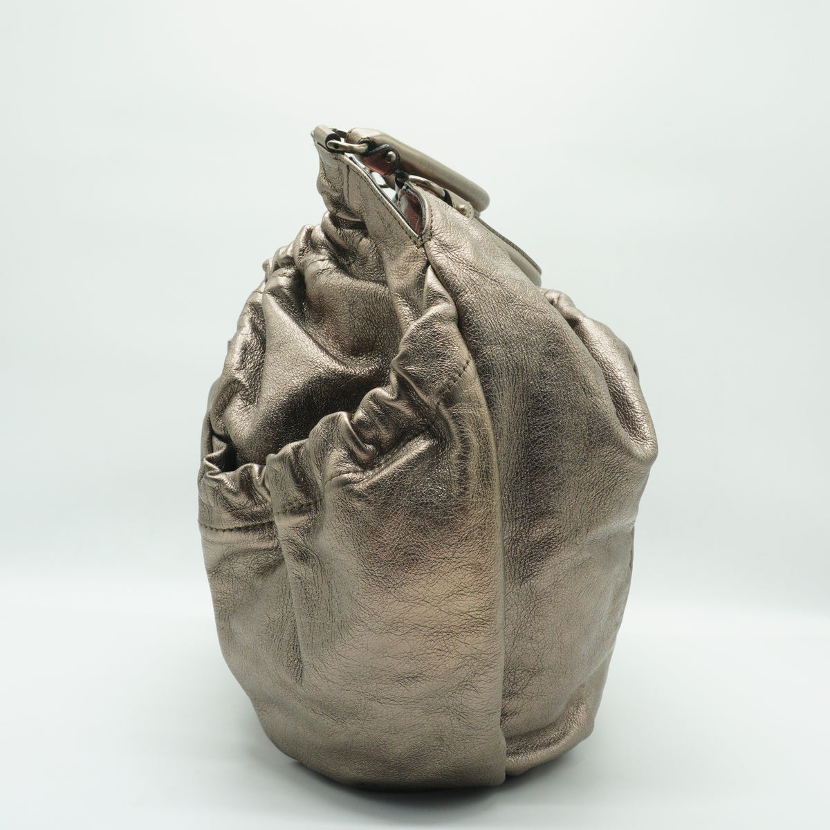 Salvatore Ferragamo	Vara Bow Large Metallic Leather Hobo bag SHW