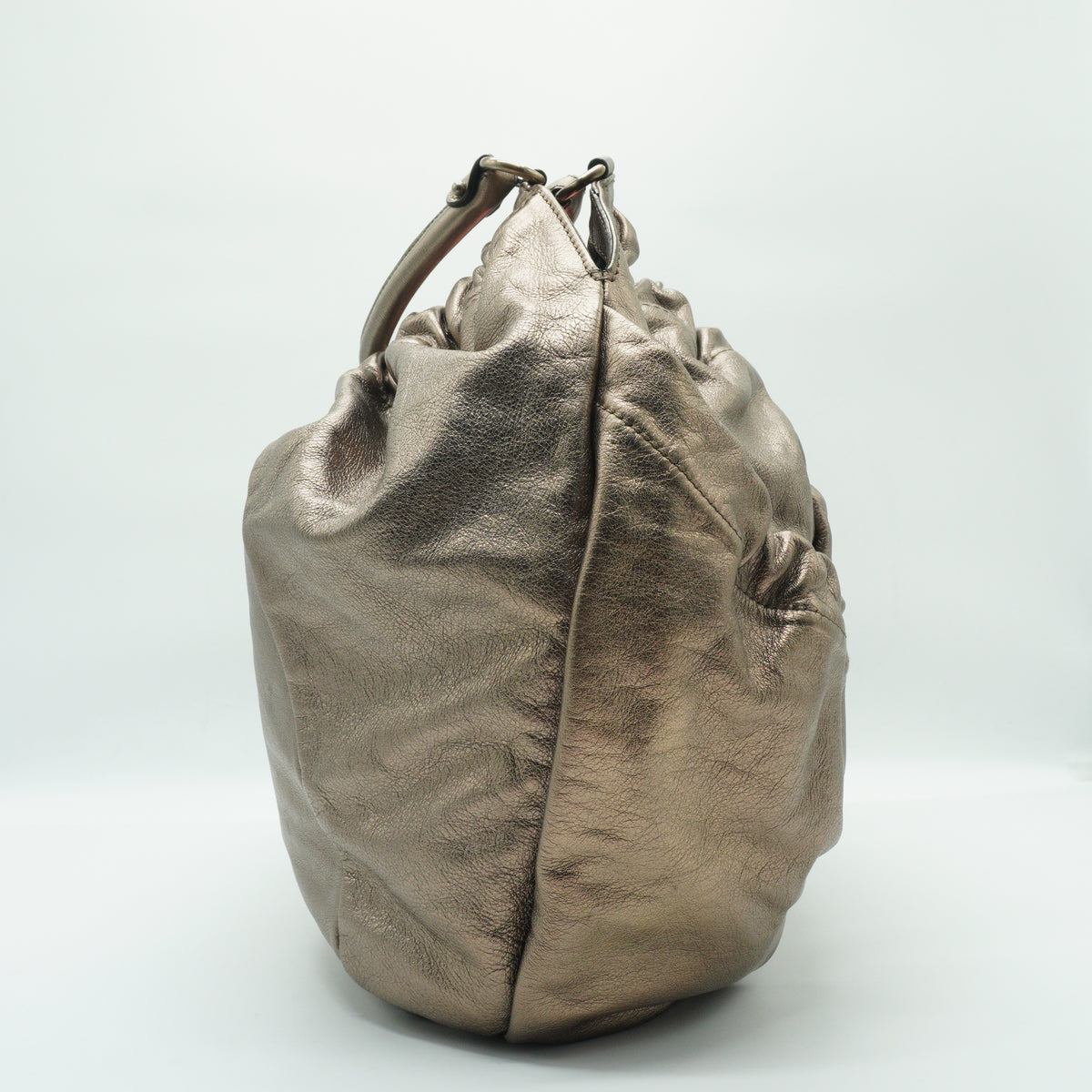 Salvatore Ferragamo	Vara Bow Large Metallic Leather Hobo bag SHW