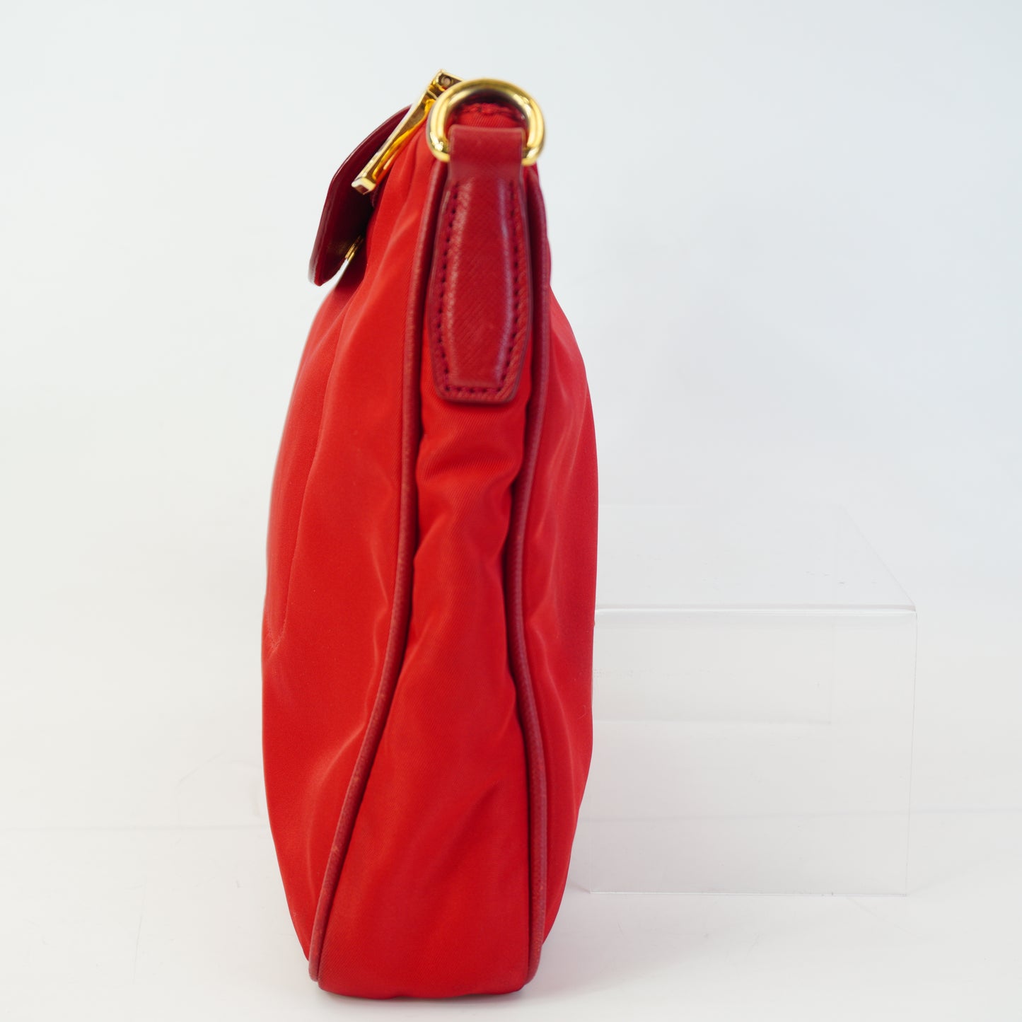 Prada BT0933 Crossbody Messenger Bag Red Small GHW