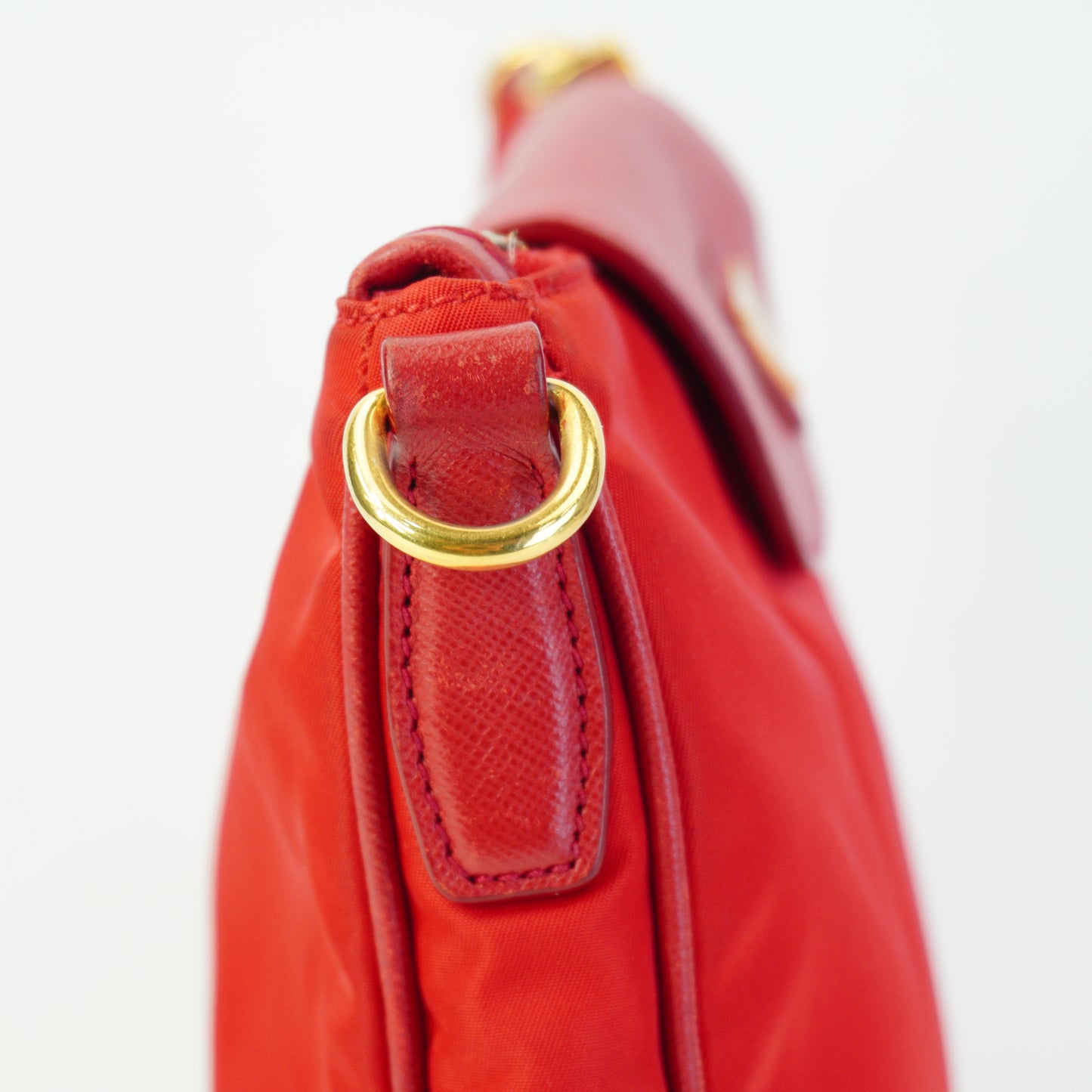 Prada BT0933 Crossbody Messenger Bag Red Small GHW