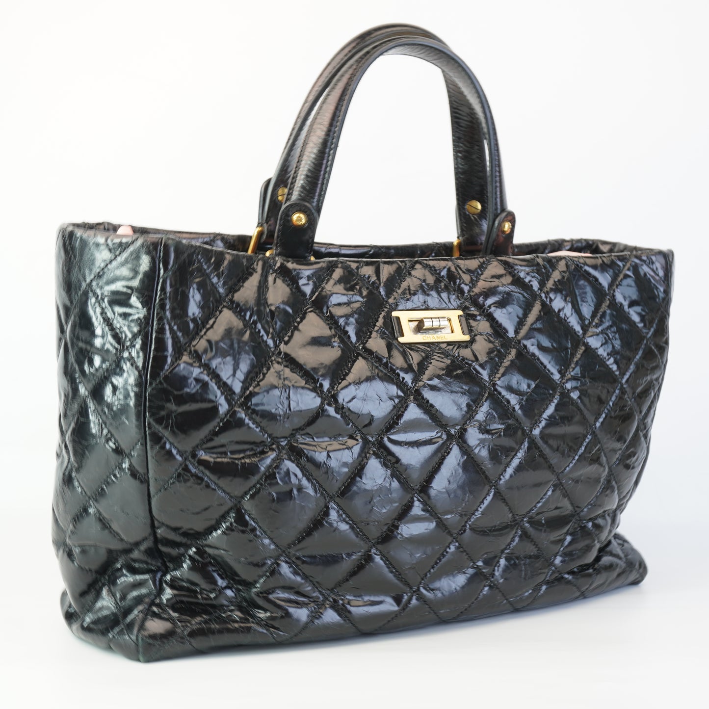 Chanel 2.55 Reissue Shopping Tote Quilted Glazed Black