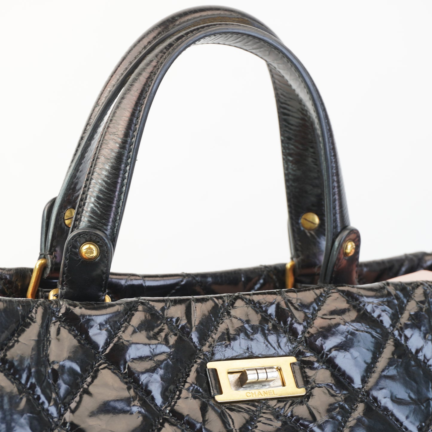 Chanel 2.55 Reissue Shopping Tote Quilted Glazed Black