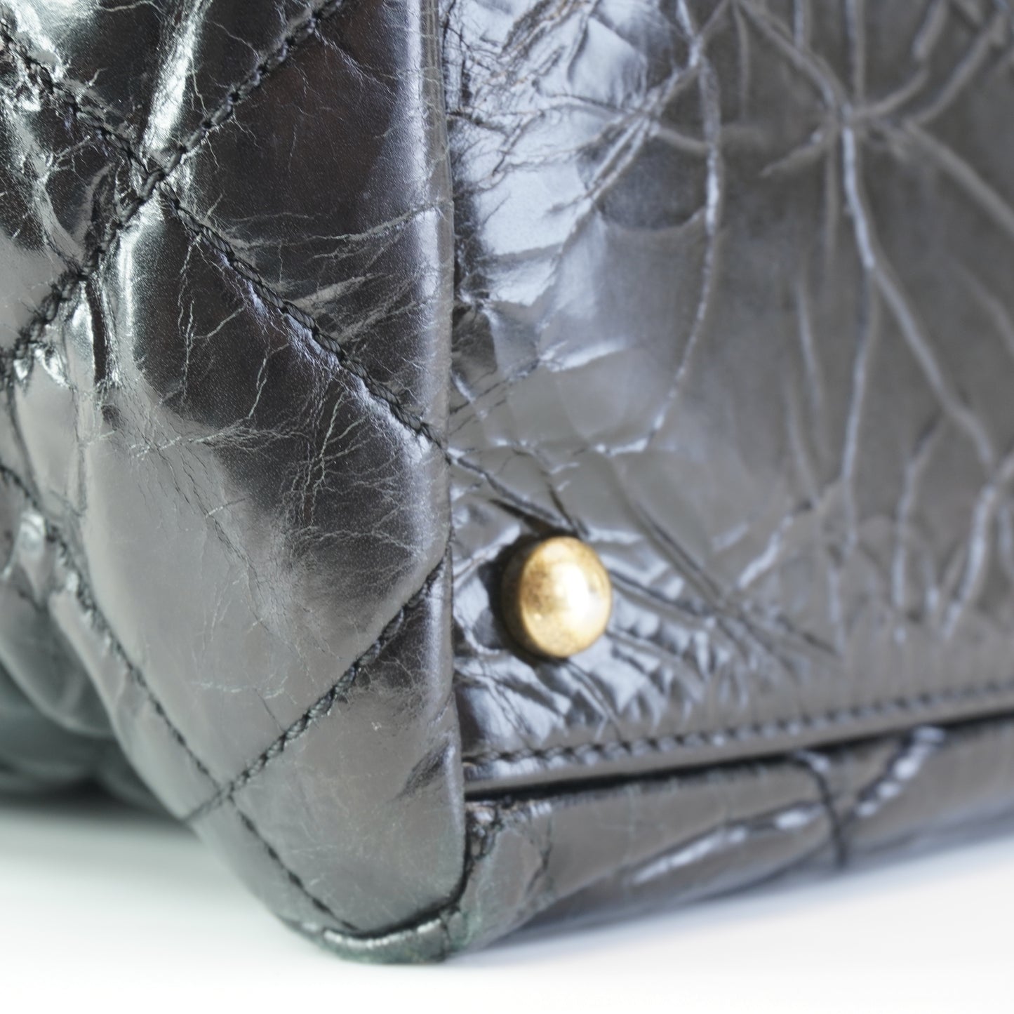 Chanel 2.55 Reissue Shopping Tote Quilted Glazed Black