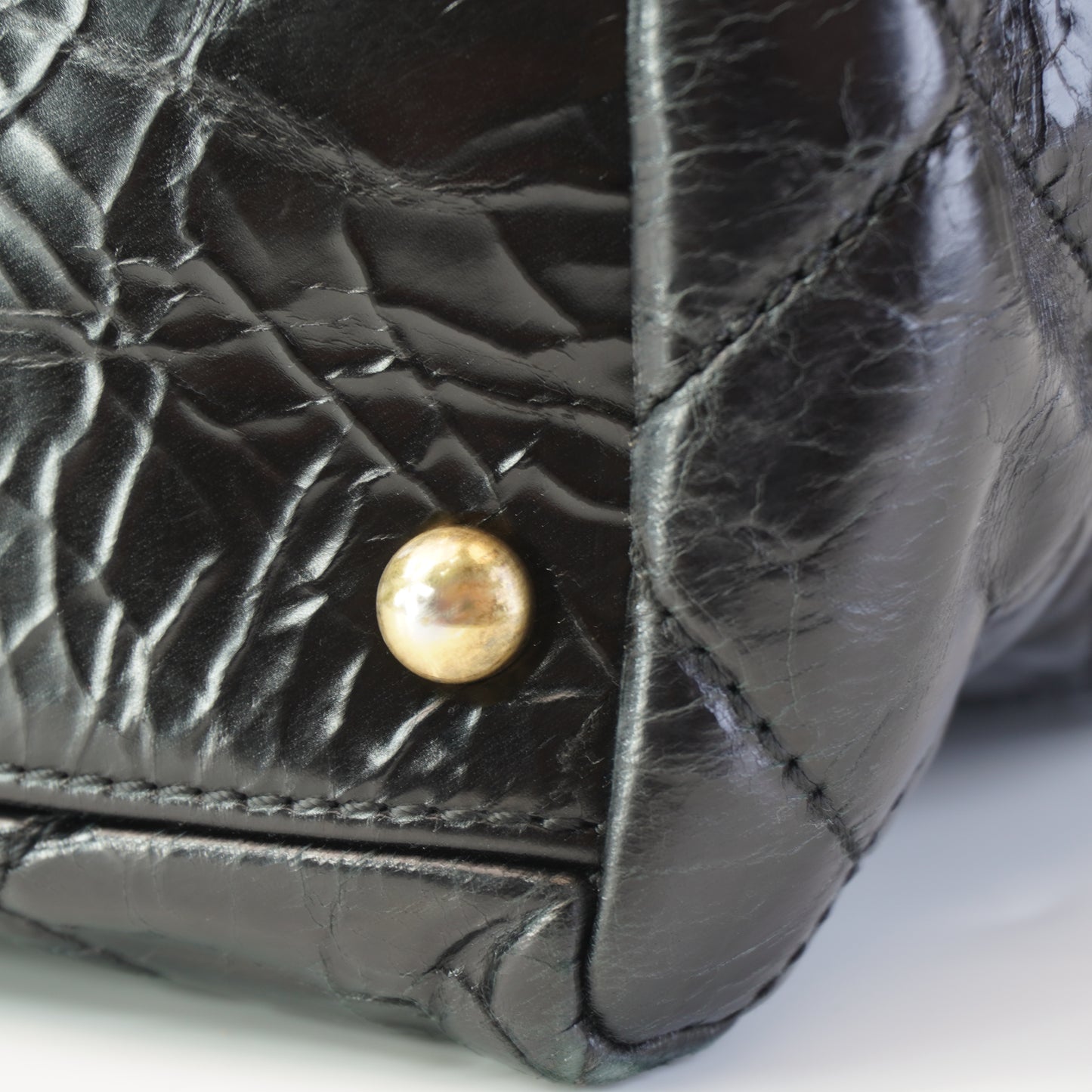 Chanel 2.55 Reissue Shopping Tote Quilted Glazed Black