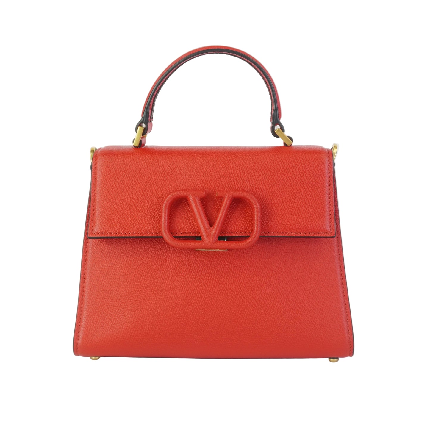 Valentino My Rockstud Leather Top Handle Red