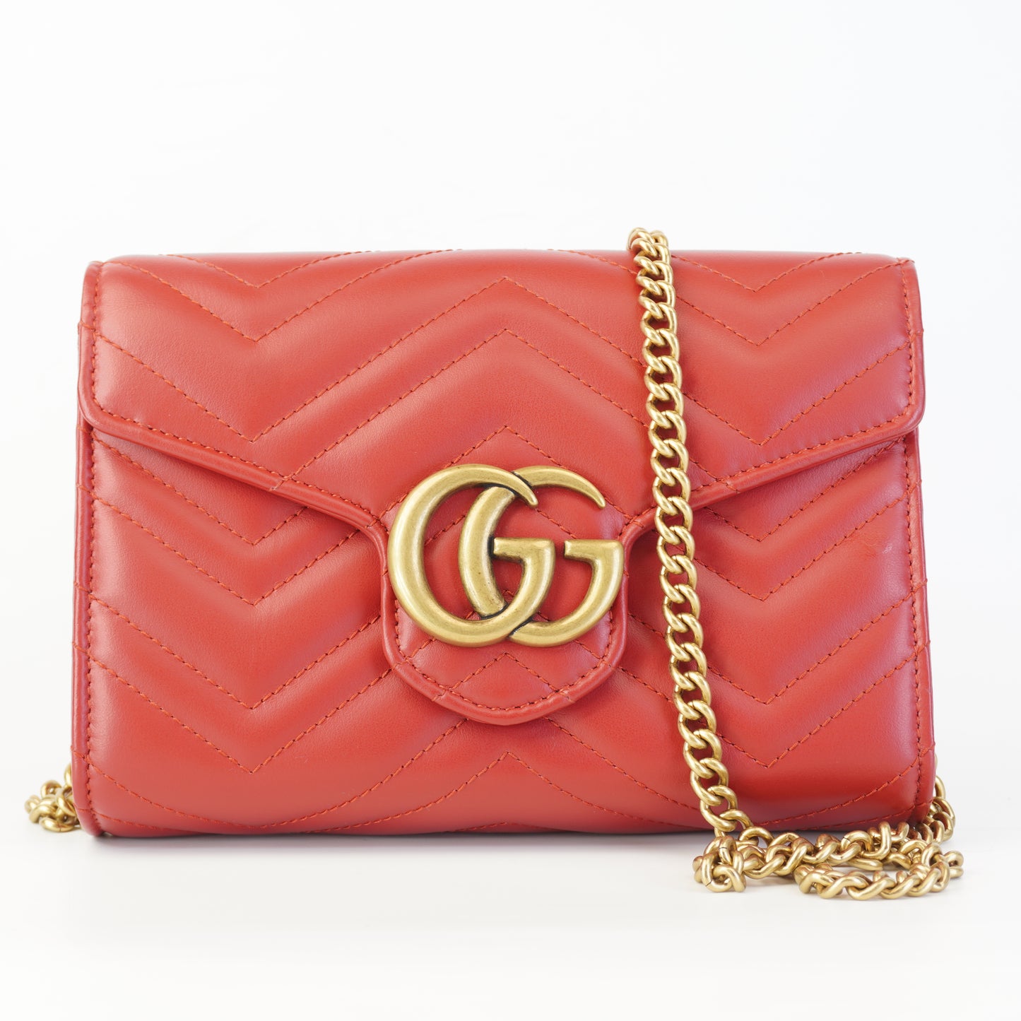 Gucci GG Marmont Matelasse Leather Mini Crossbody Bag Red