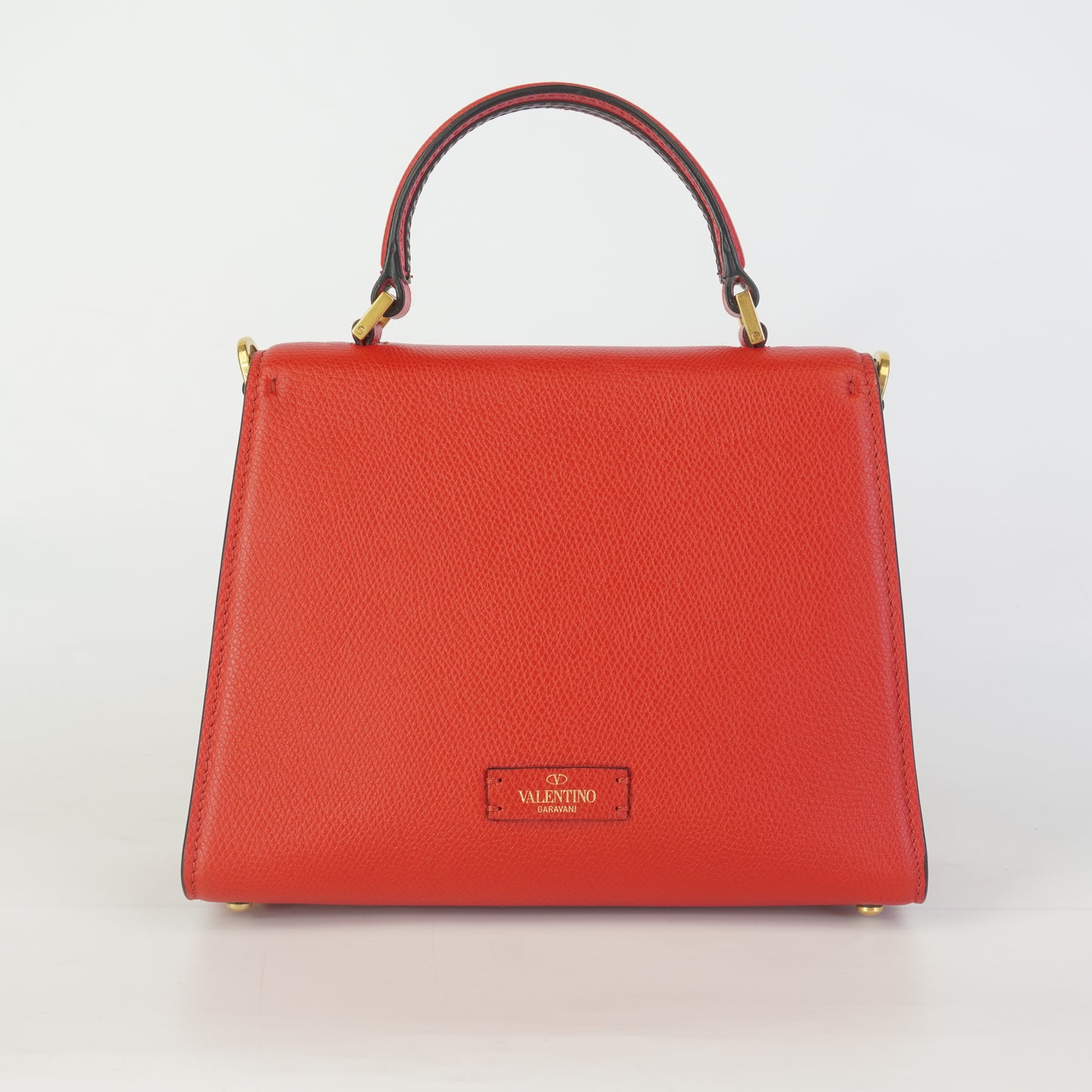 Valentino My Rockstud Leather Top Handle Red