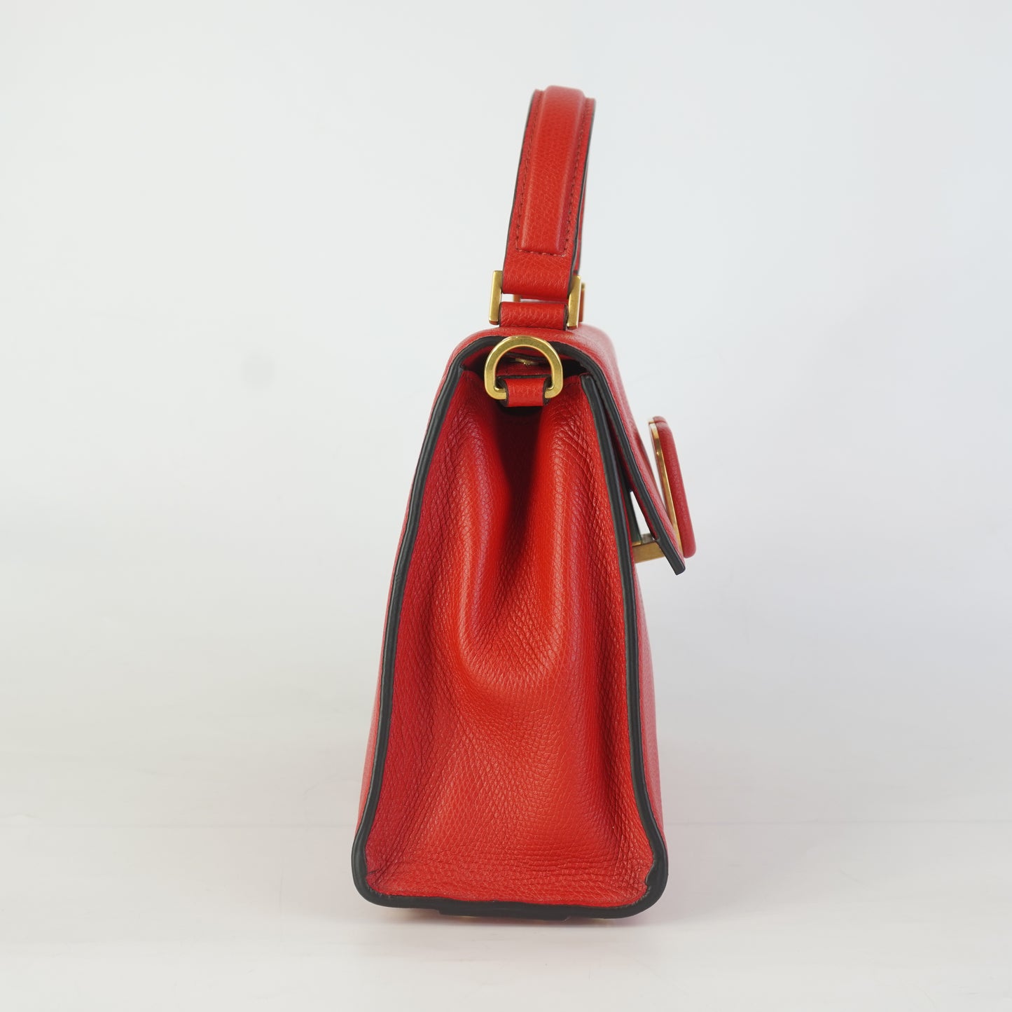 Valentino My Rockstud Leather Top Handle Red