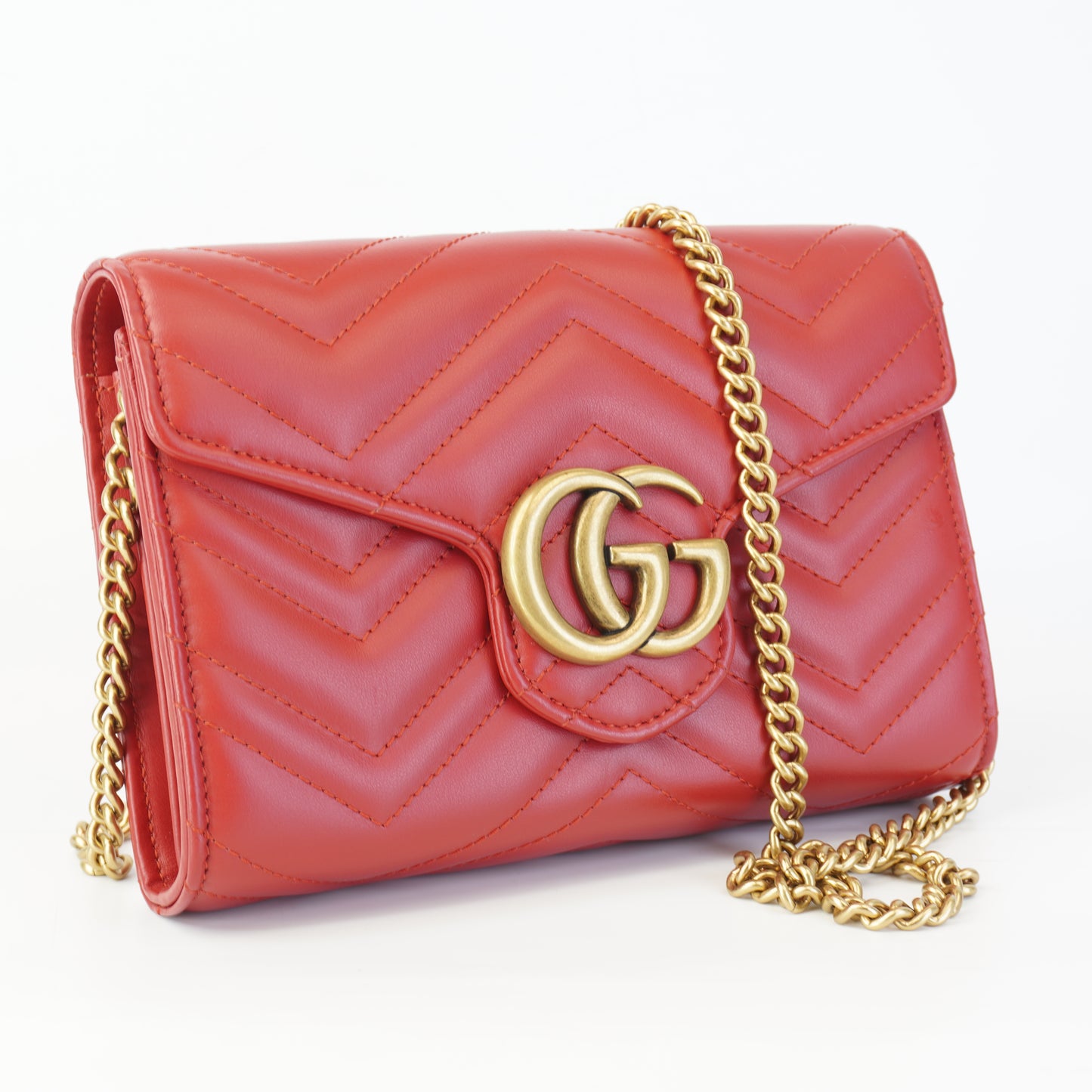 Gucci GG Marmont Matelasse Leather Mini Crossbody Bag Red