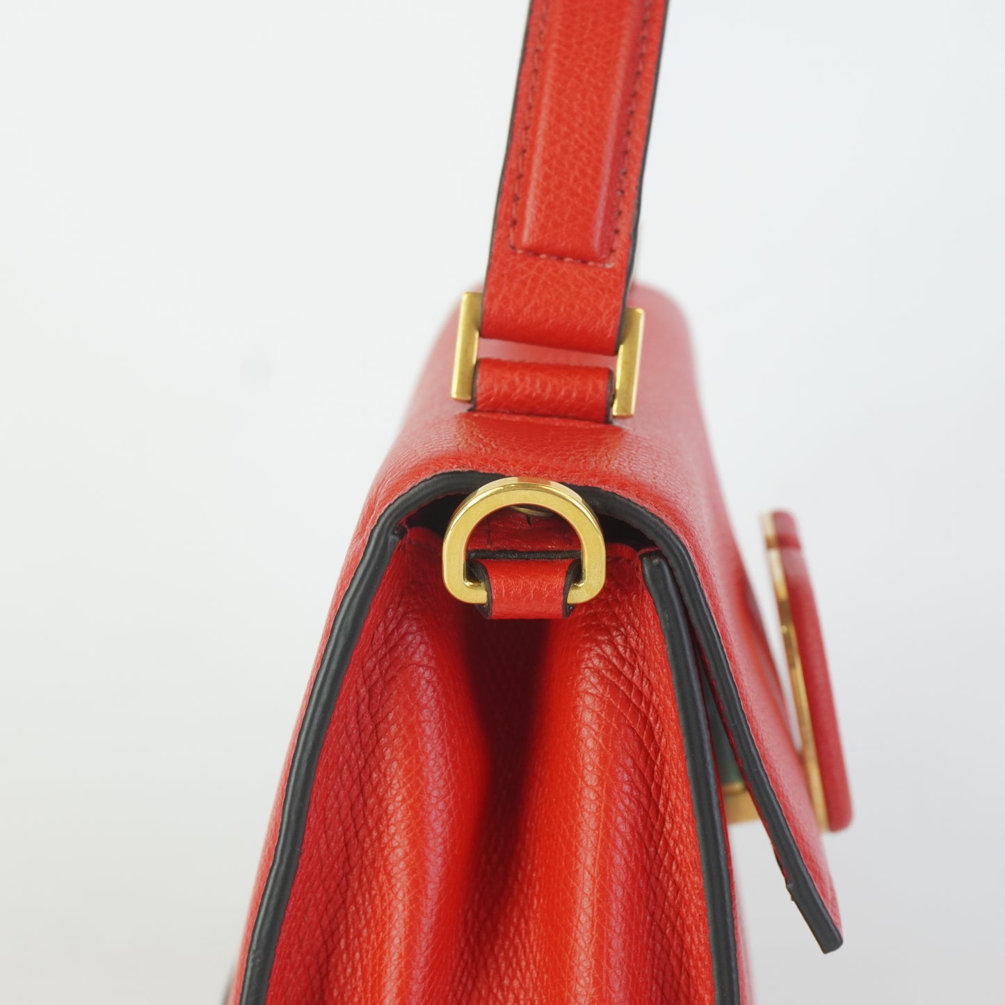 Valentino My Rockstud Leather Top Handle Red