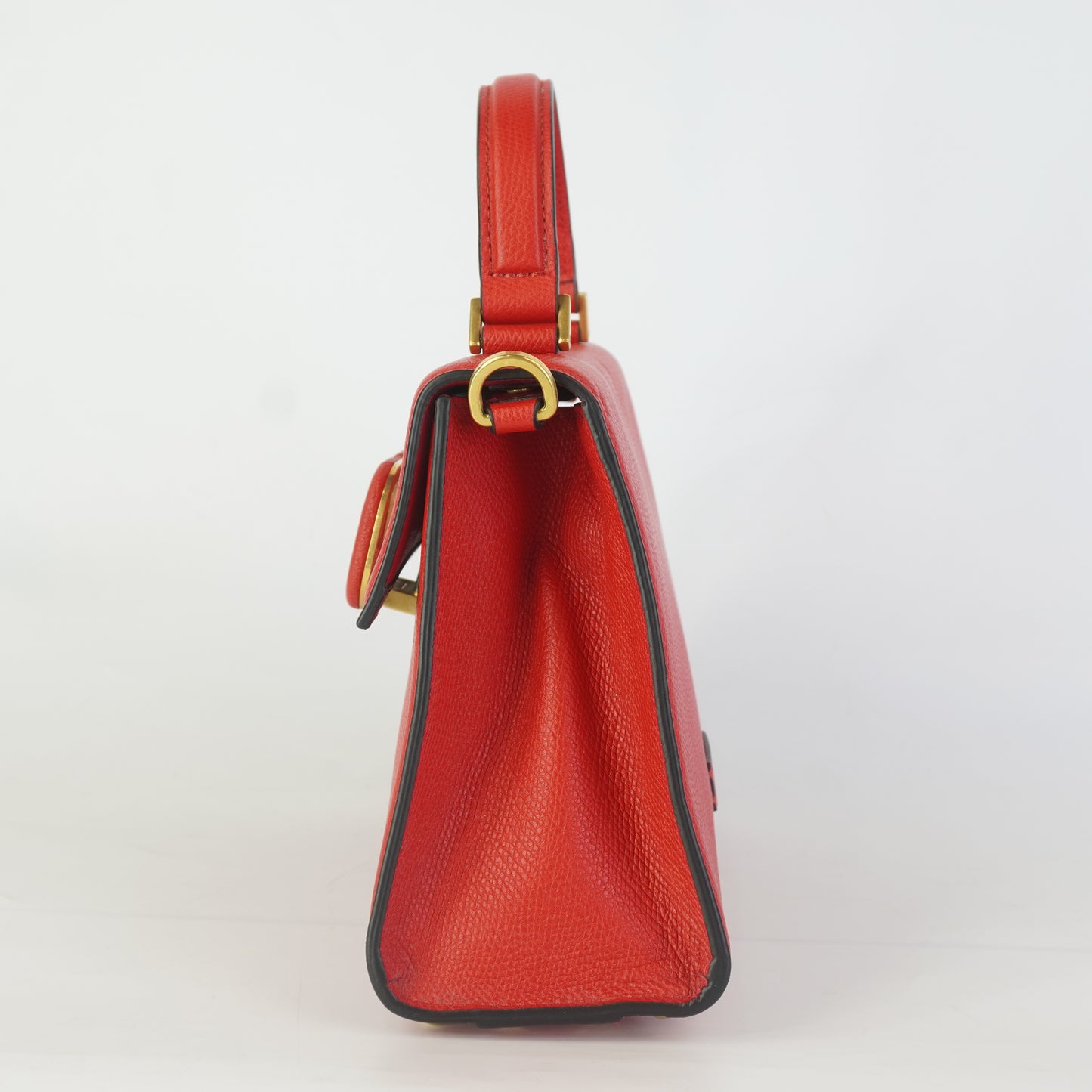 Valentino My Rockstud Leather Top Handle Red