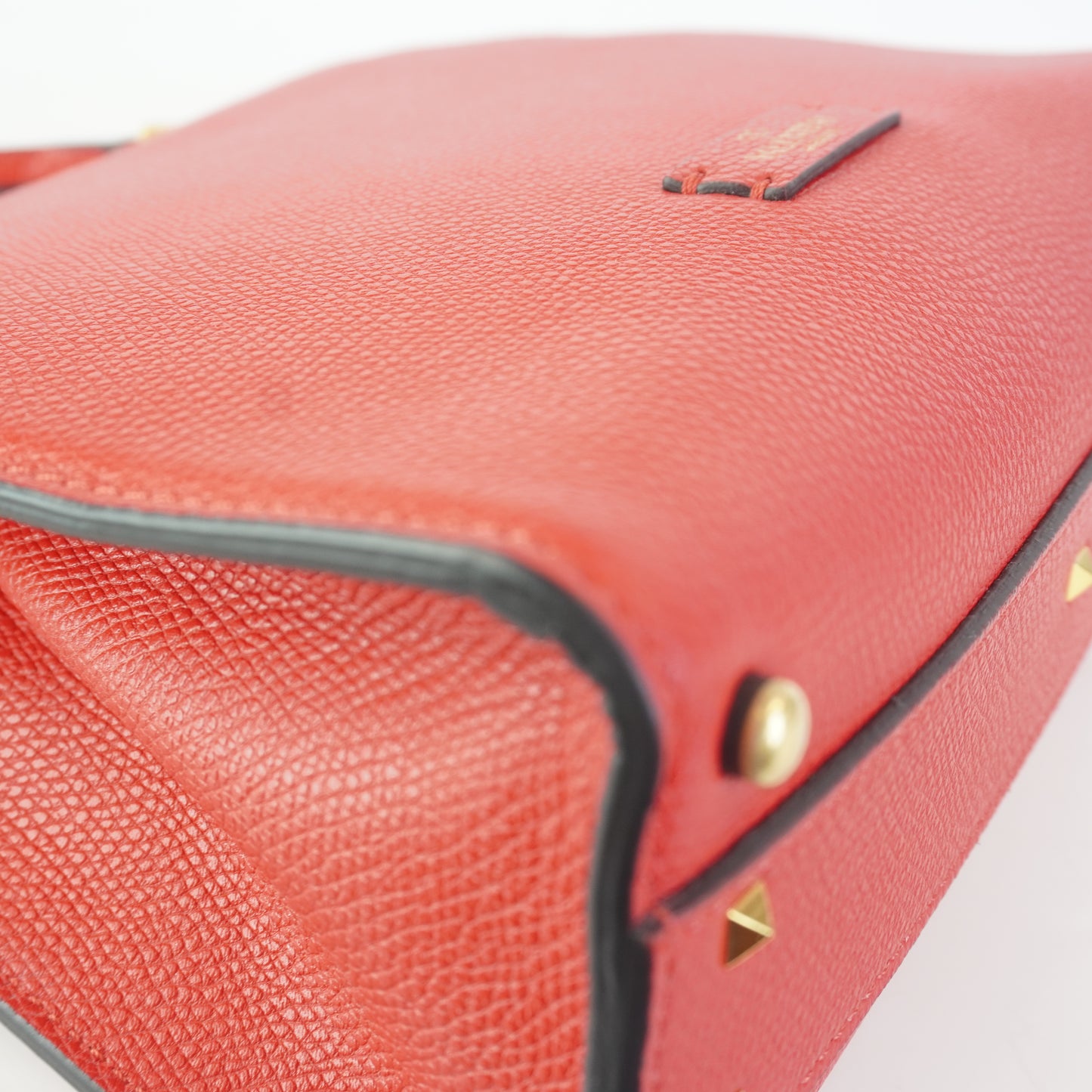 Valentino My Rockstud Leather Top Handle Red