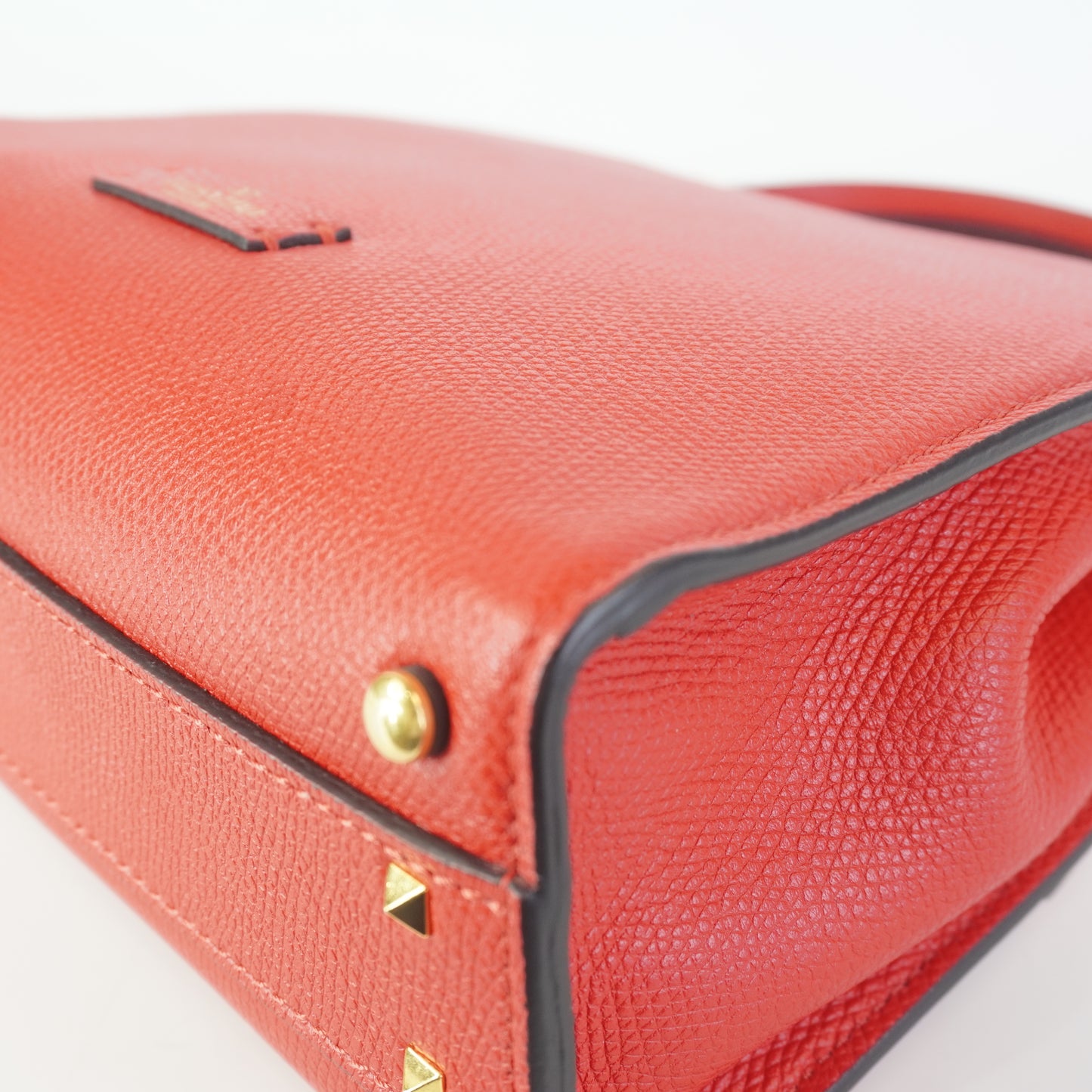 Valentino My Rockstud Leather Top Handle Red