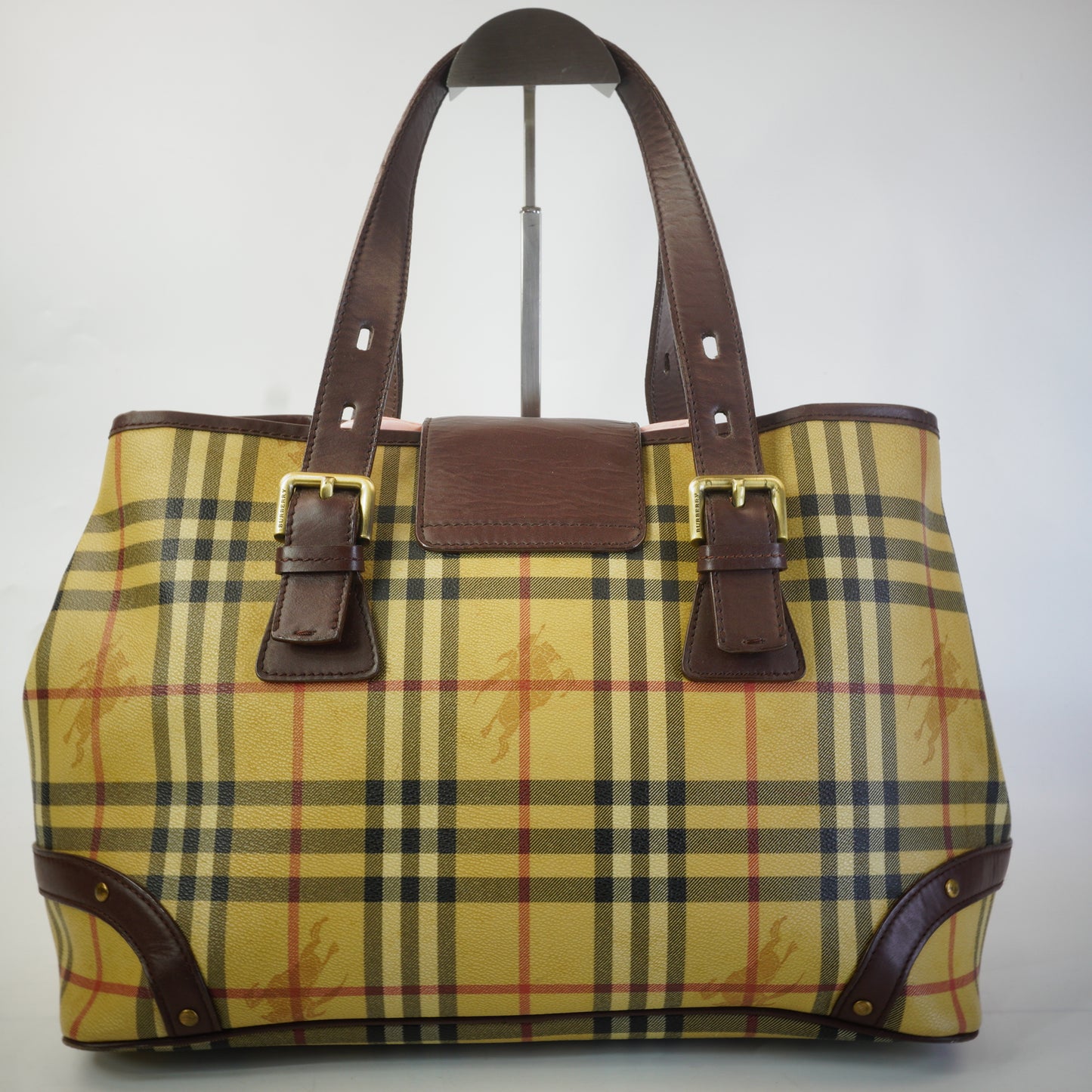 Burberry	Hymarket Check Buckle Tote Bag GHW Large