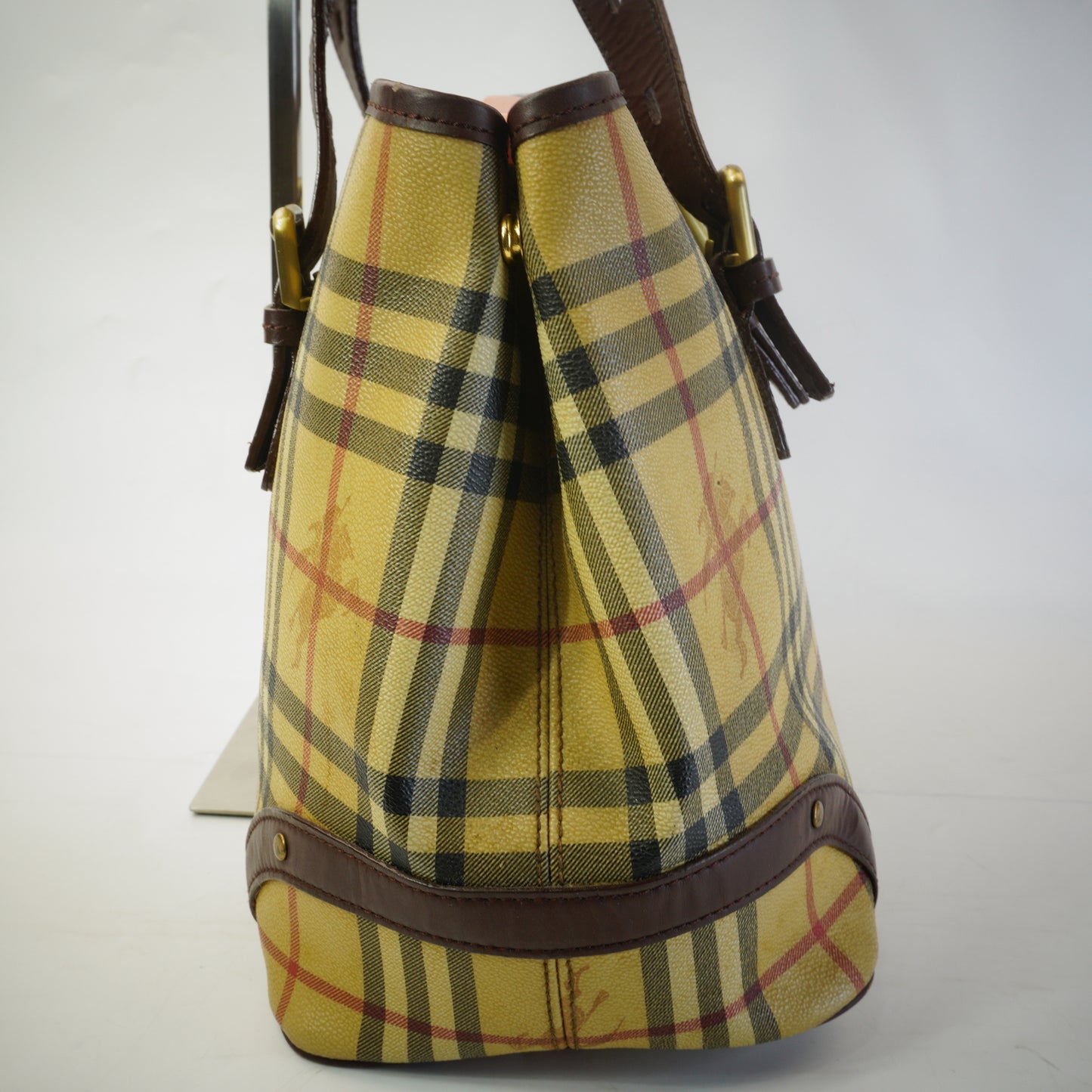 Burberry	Hymarket Check Buckle Tote Bag GHW Large