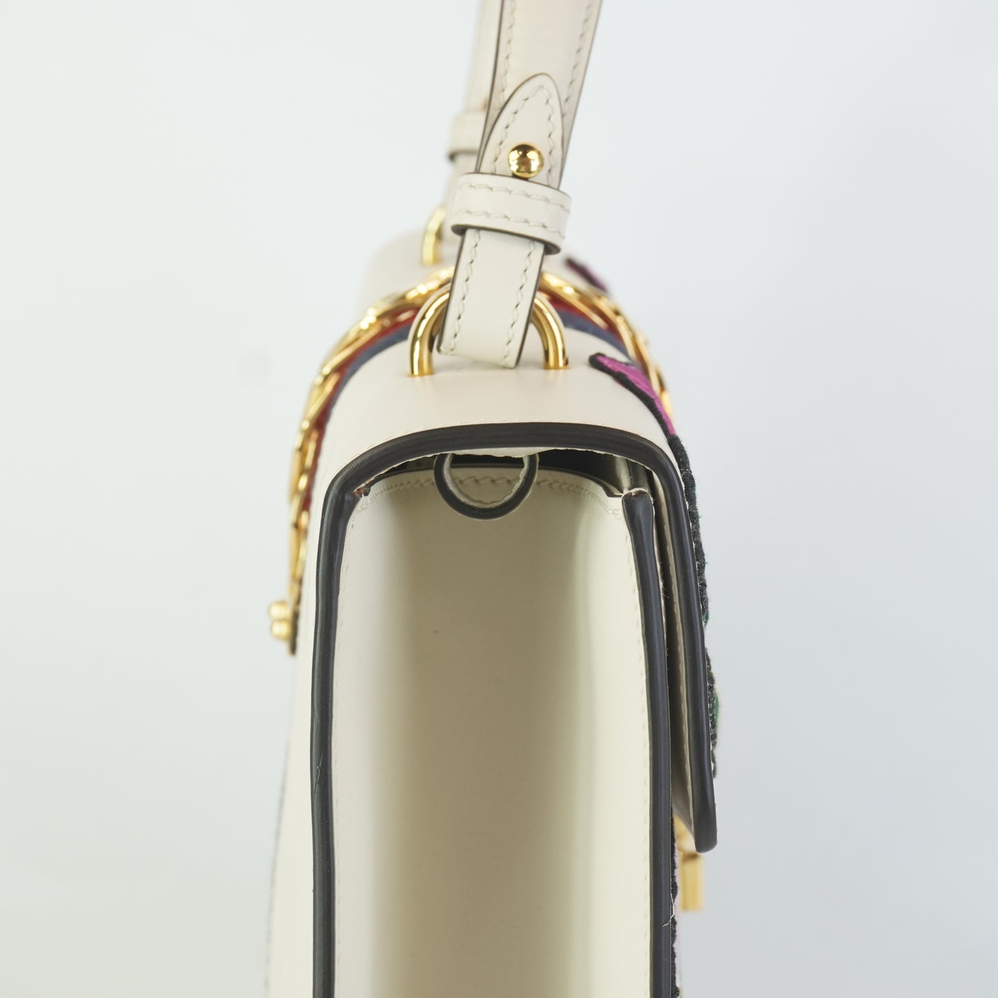 Gucci Sylvie Embroidered Leather Top Handle Bag Medium
