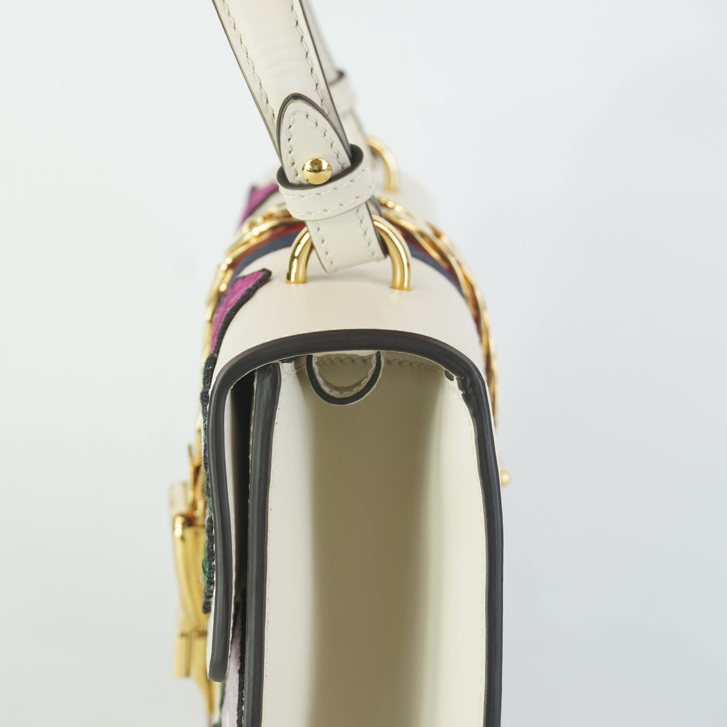 Gucci Sylvie Embroidered Leather Top Handle Bag Medium