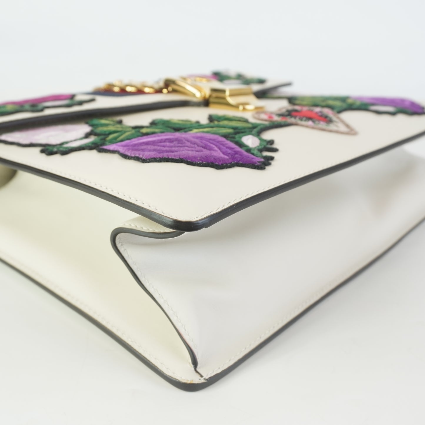 Gucci Sylvie Embroidered Leather Top Handle Bag Medium