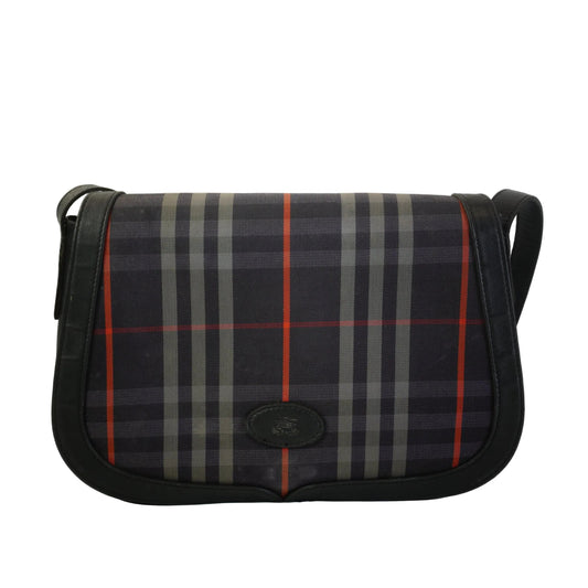 Burberry	Vintage Plaid Canvas Crossbody Should Bag SHW Small