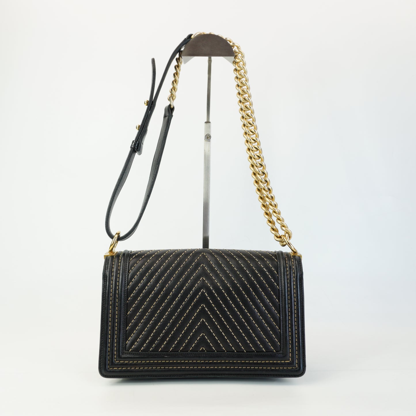 Chanel Boy Bag Stitching Black Medium GHW