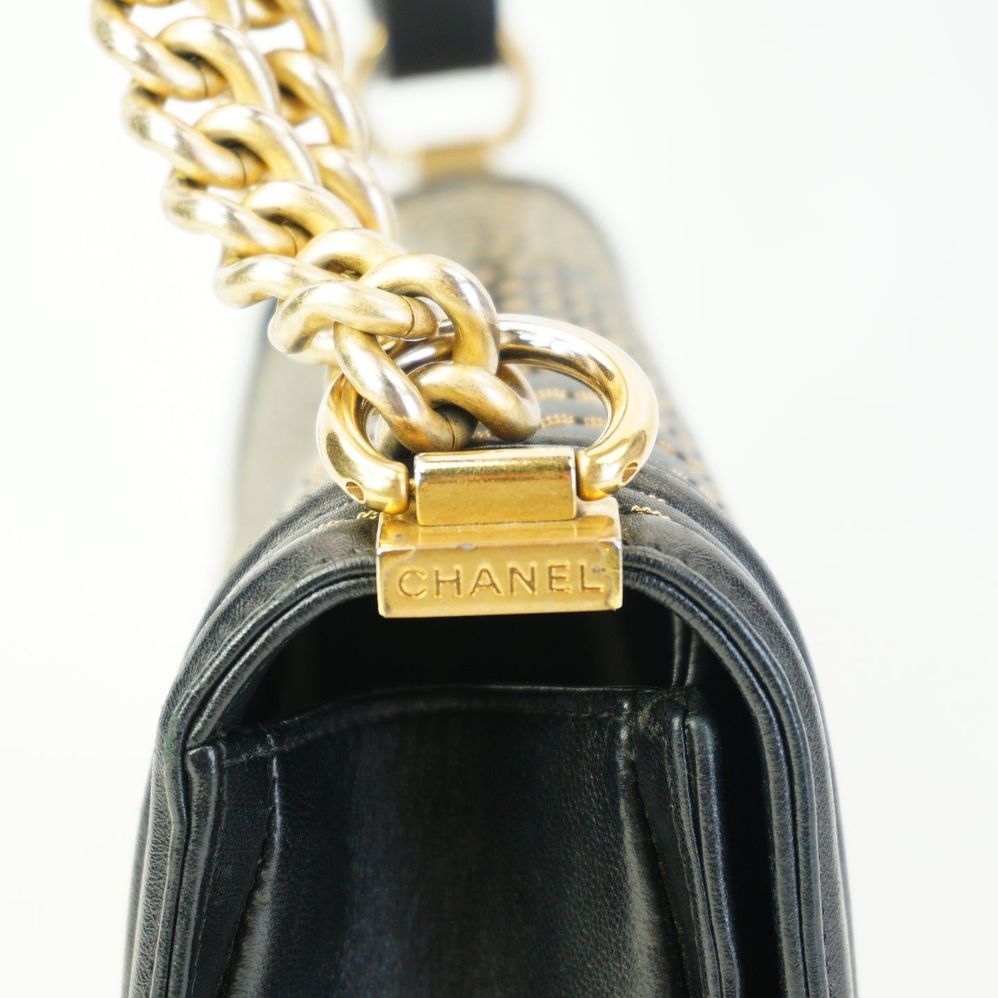 Chanel Boy Bag Stitching Black Medium GHW