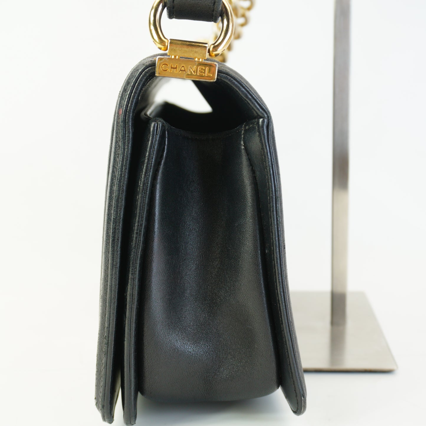 Chanel Boy Bag Stitching Black Medium GHW