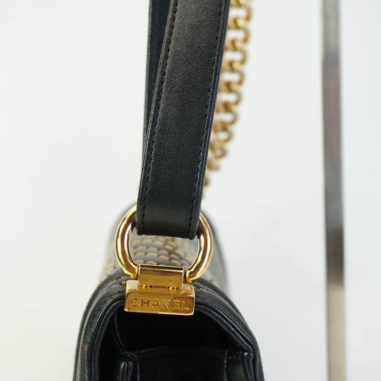 Chanel Boy Bag Stitching Black Medium GHW