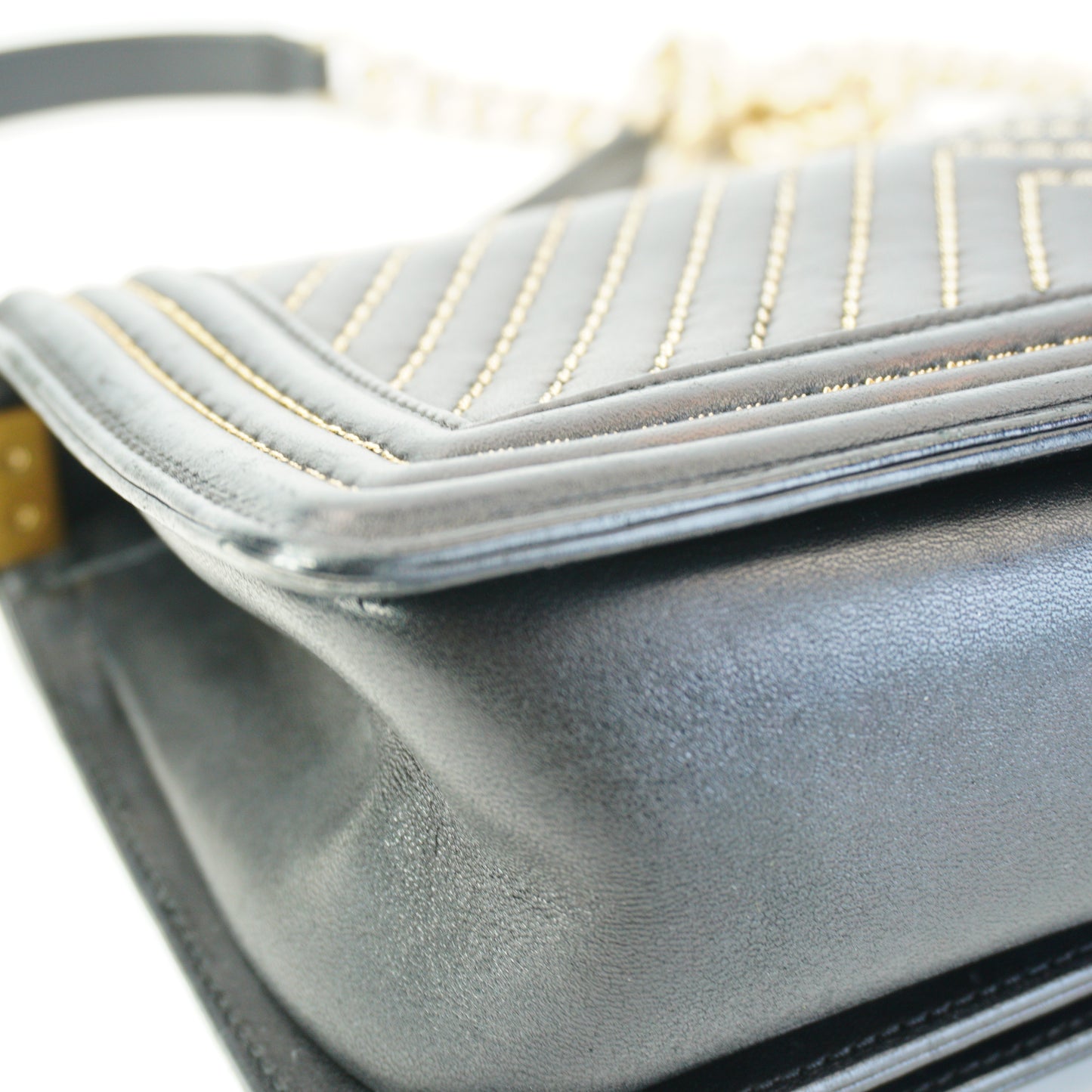 Chanel Boy Bag Stitching Black Medium GHW
