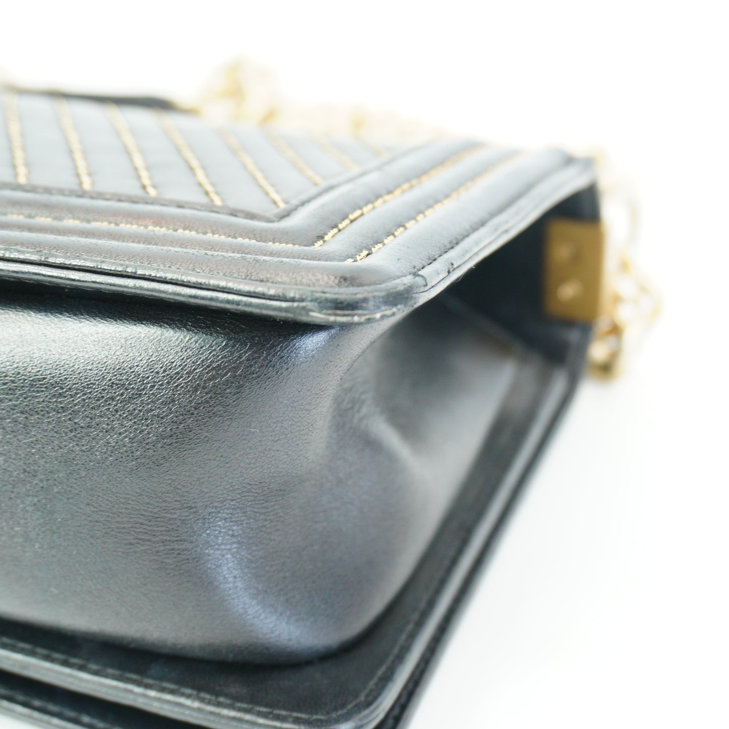 Chanel Boy Bag Stitching Black Medium GHW