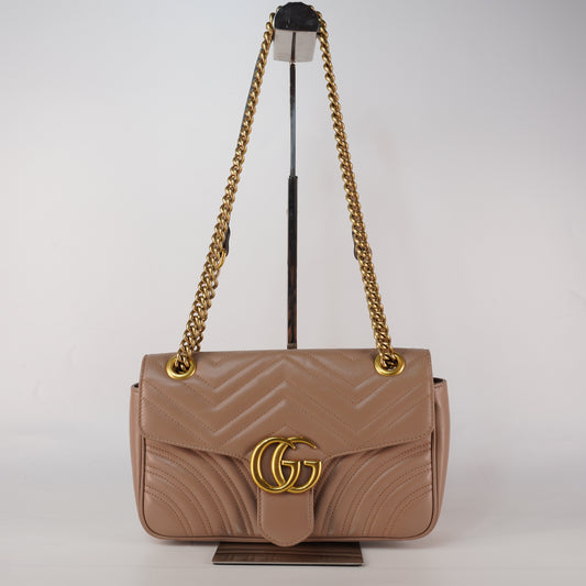 Gucci GG Marmonth Meduim Shoulder Bag Pink Beige