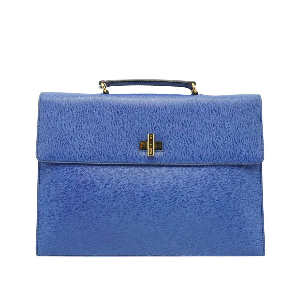 Celine Bespoke Large Top Handle Satchel Blue GHW