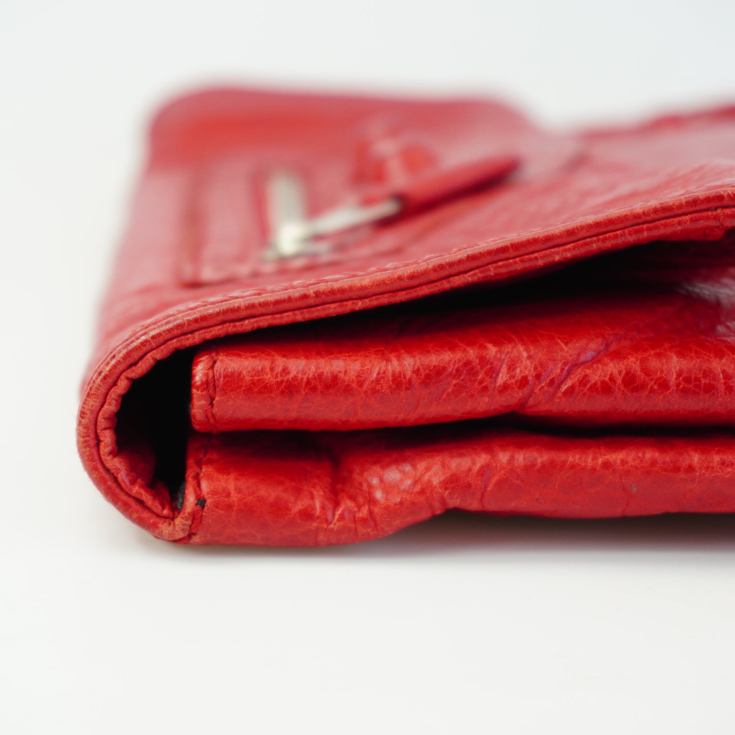 Balenciaga Lambskin Motocross Giant 21 Brogues Envelope Clutch Medium Red SHW